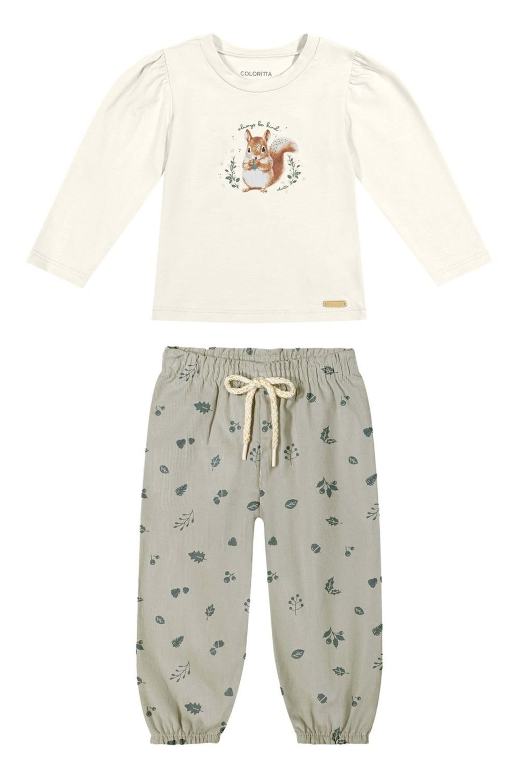 Infantil - Conjunto Menina Estampa Esquilo Colorittá Branco