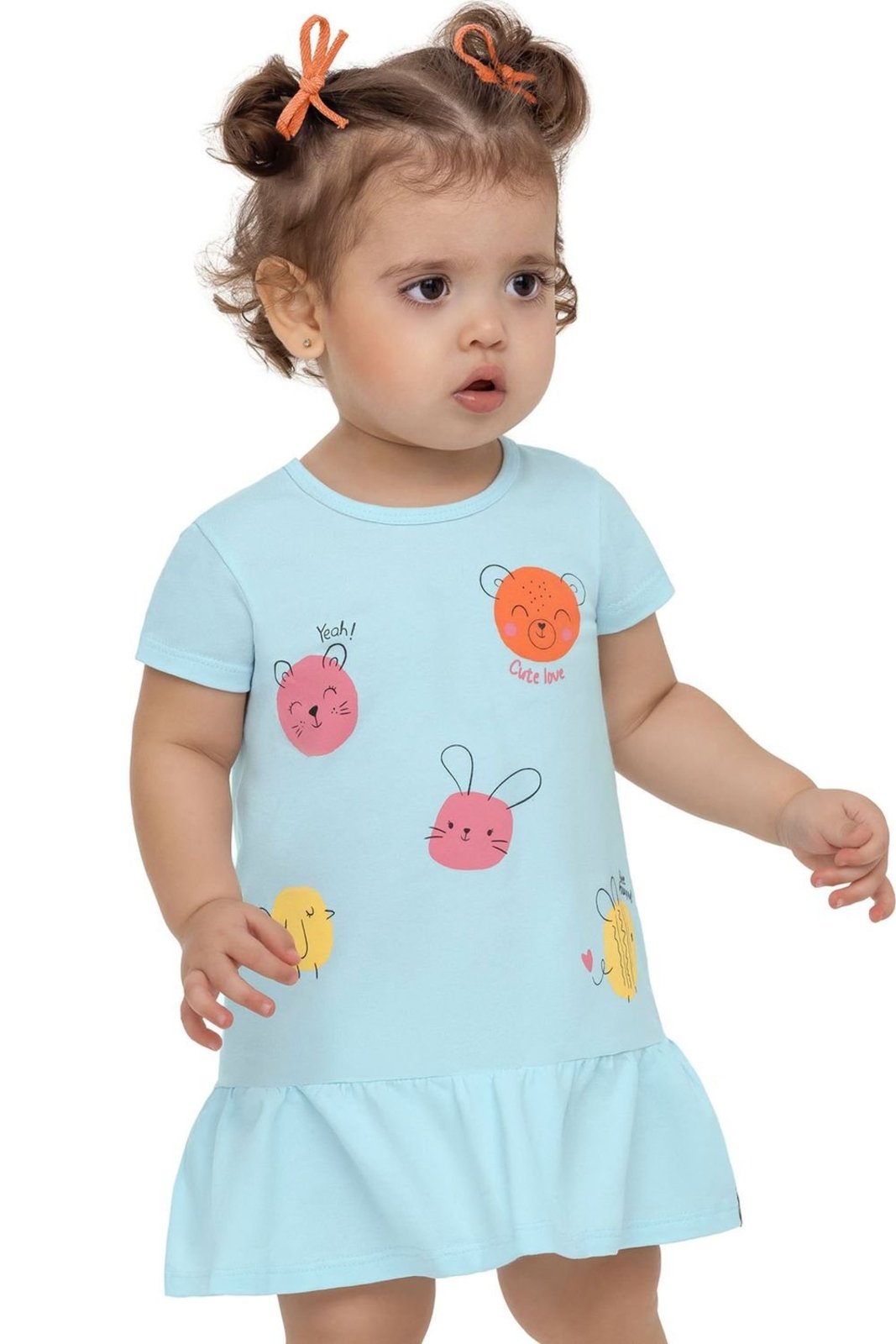Vista 2 Infantil - Vestido Menina Poás Bichinhos Elian Elian azul