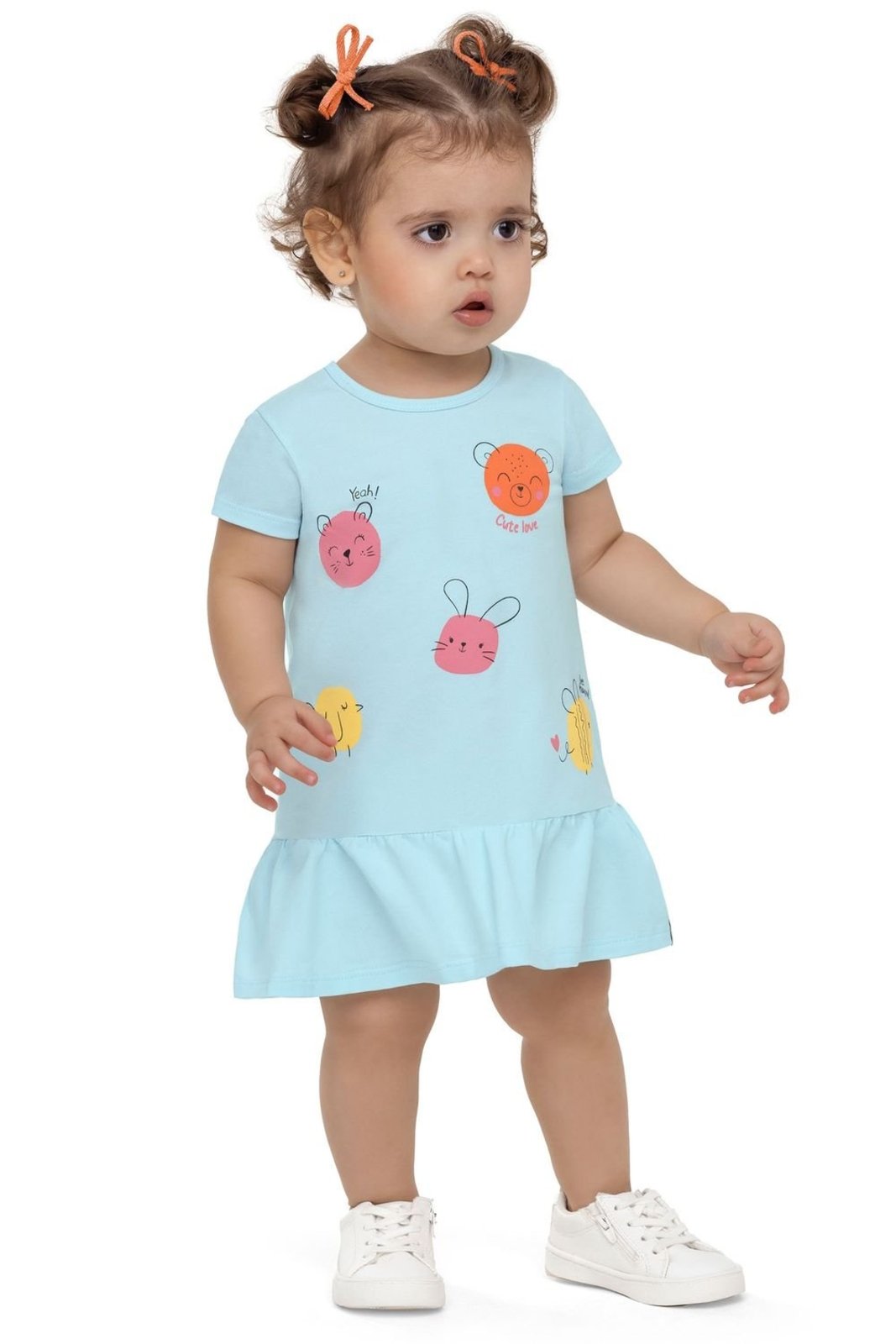 Vista 3 Infantil - Vestido Menina Poás Bichinhos Elian Elian azul