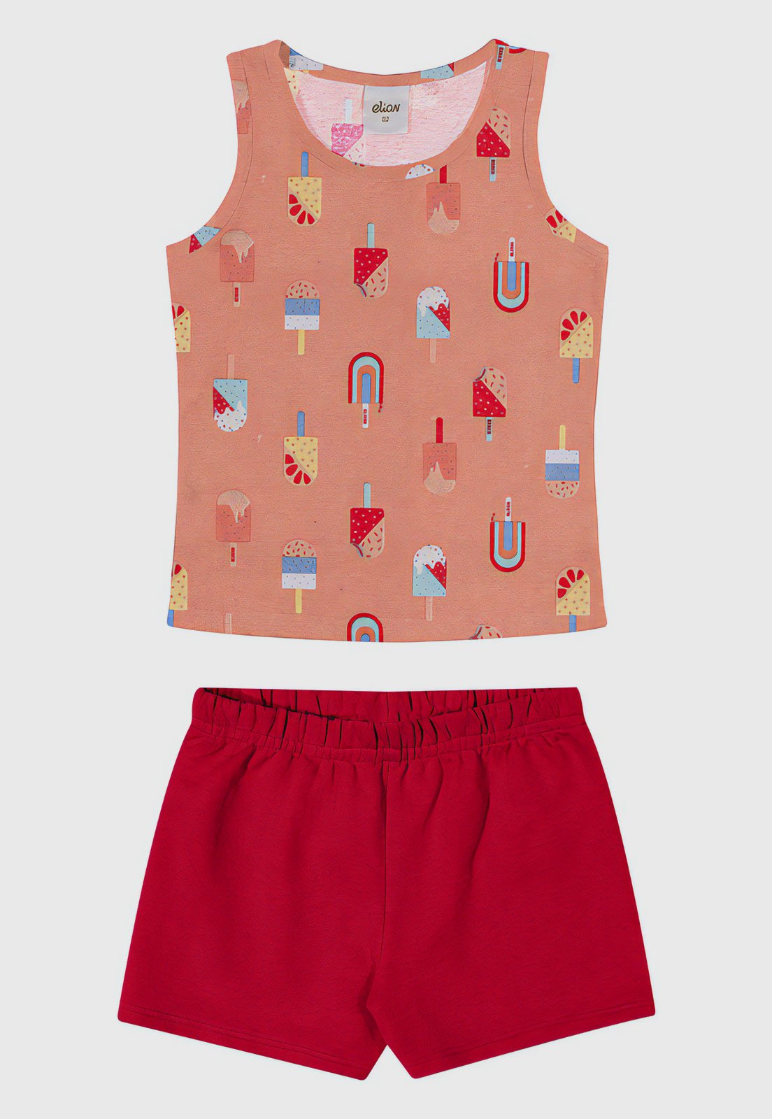 Vista 2 Conjunto 2pçs Manga Curta Elian Regata E Short coral Elian coral