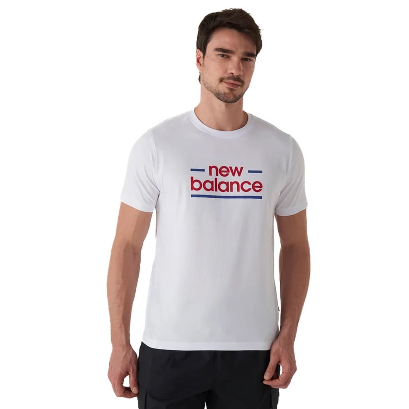 Vista 2 Camiseta Masculina New Balance Estampa Vermelho branco New Balance branco
