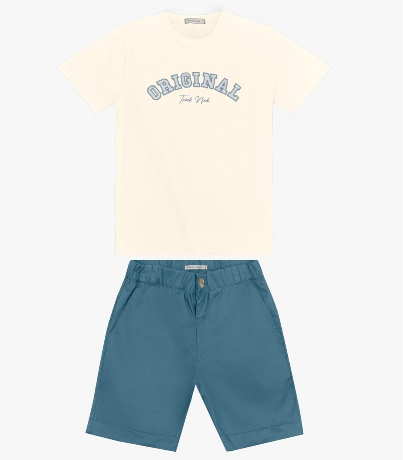 Vista 2 Infantil - Conjunto Masculino Camiseta com Bermuda Trick Nick Off White off-white white Trick Nick off-white white