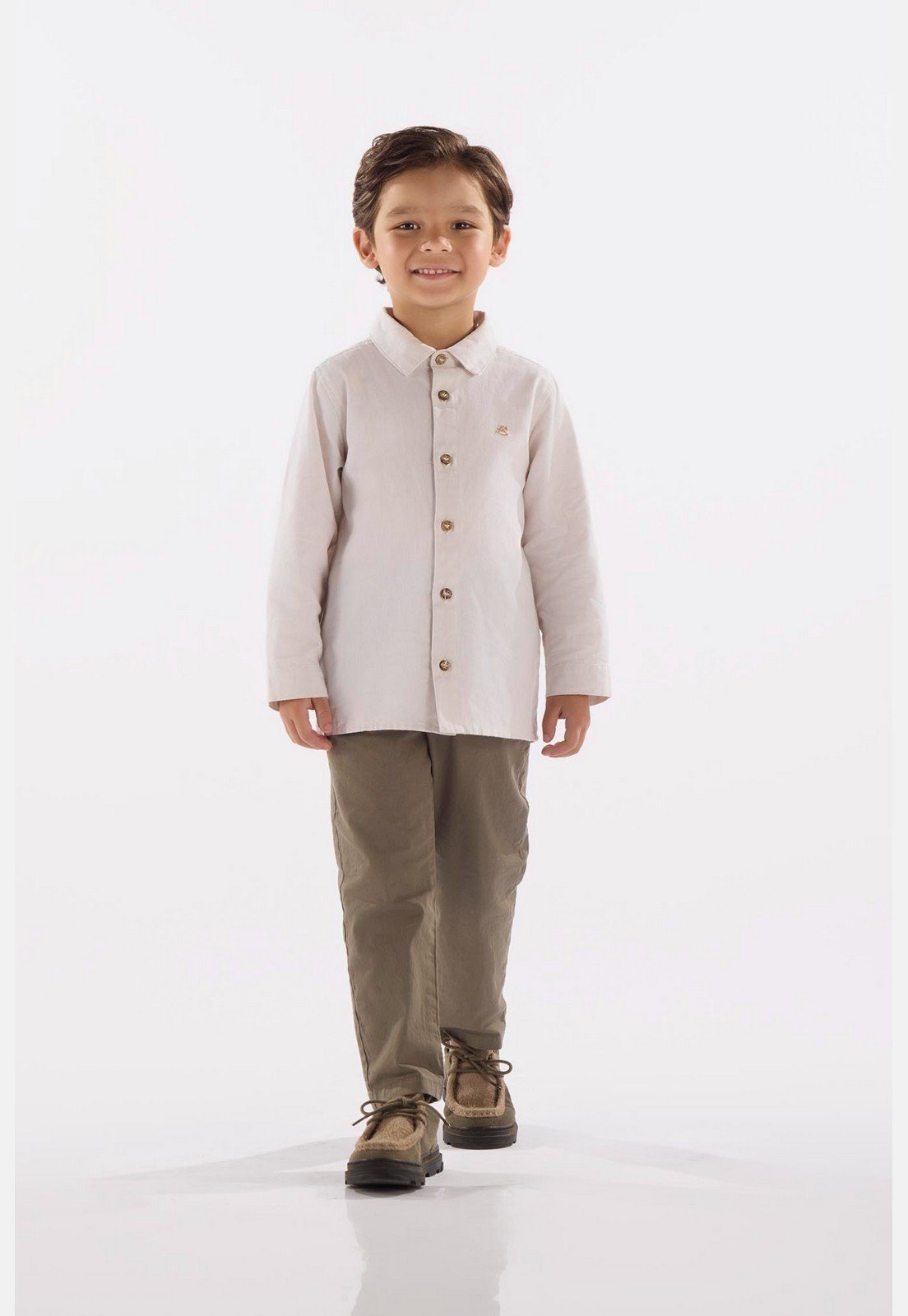 Infantil - Camisa em Tecido Oxford Up Baby Bege