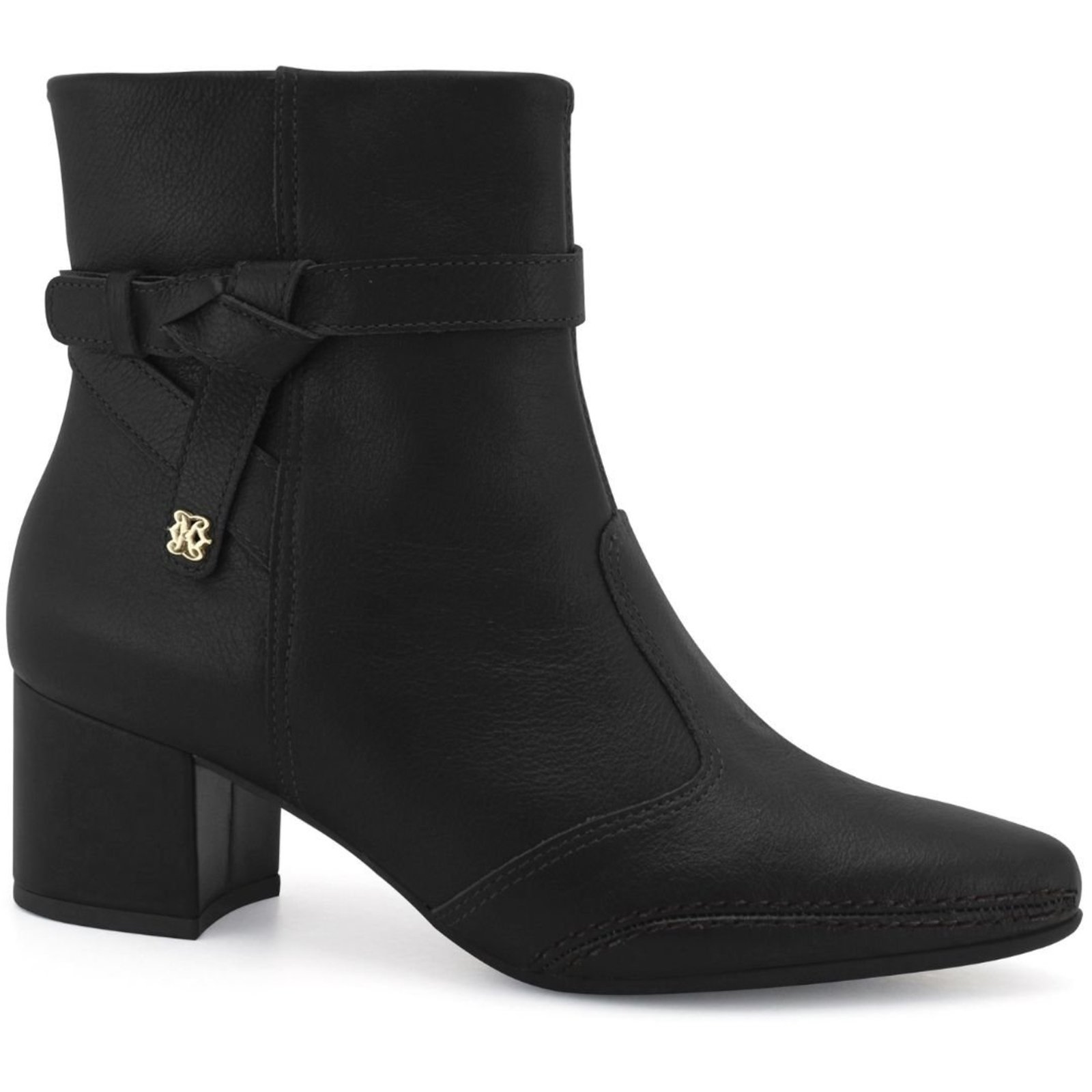 Bota Feminina Couro Salto Médio Ramarim 2657102 - Preto