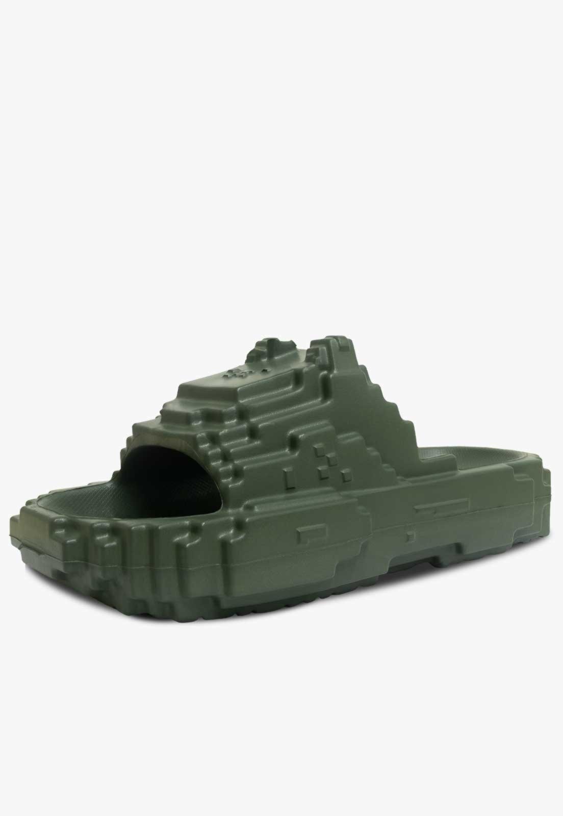 Infantil - Chinelo Slide Pópidi Minecraft Eva Leve Verde Militar