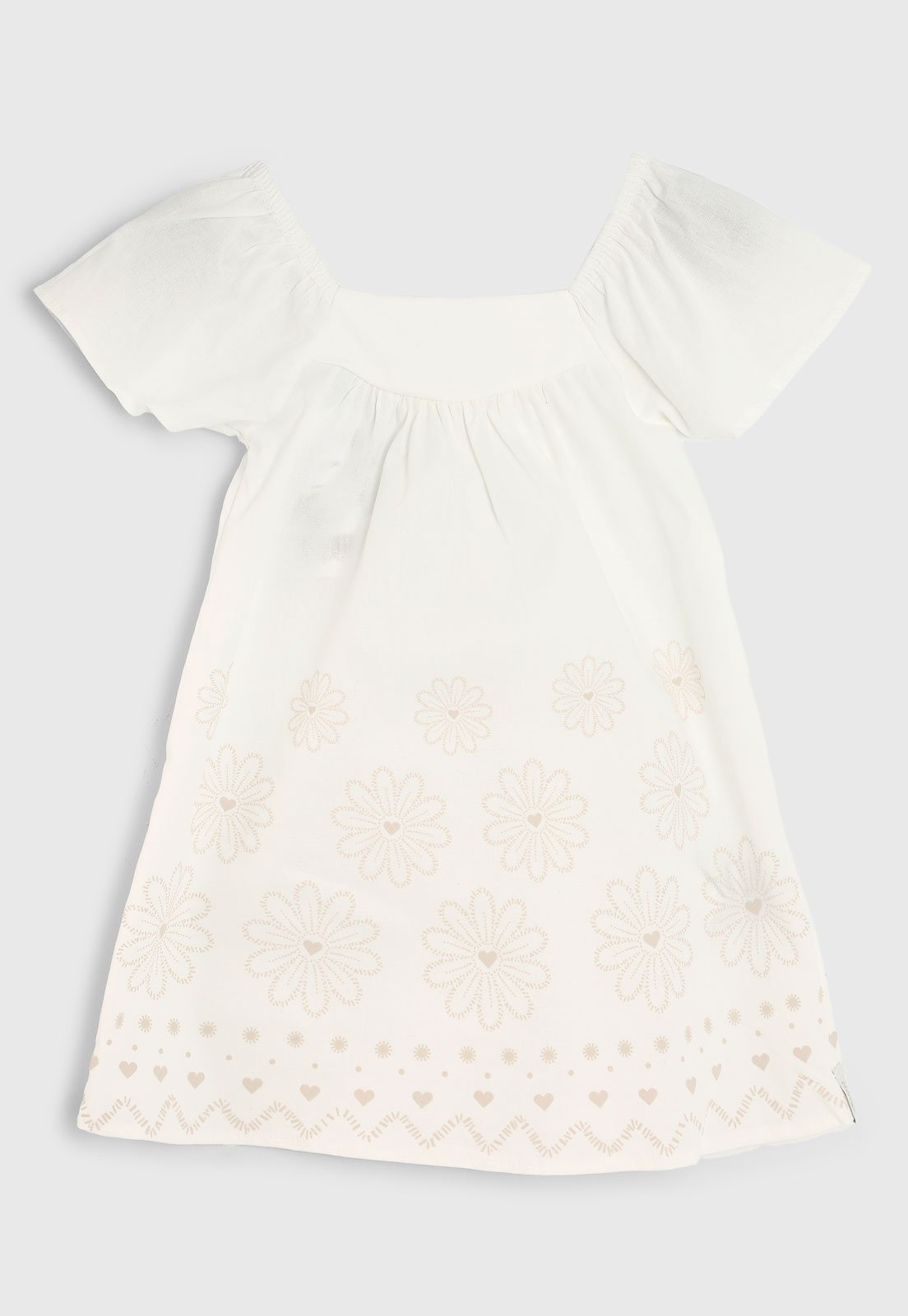 Vestido Elian Estampa Corações Off-White