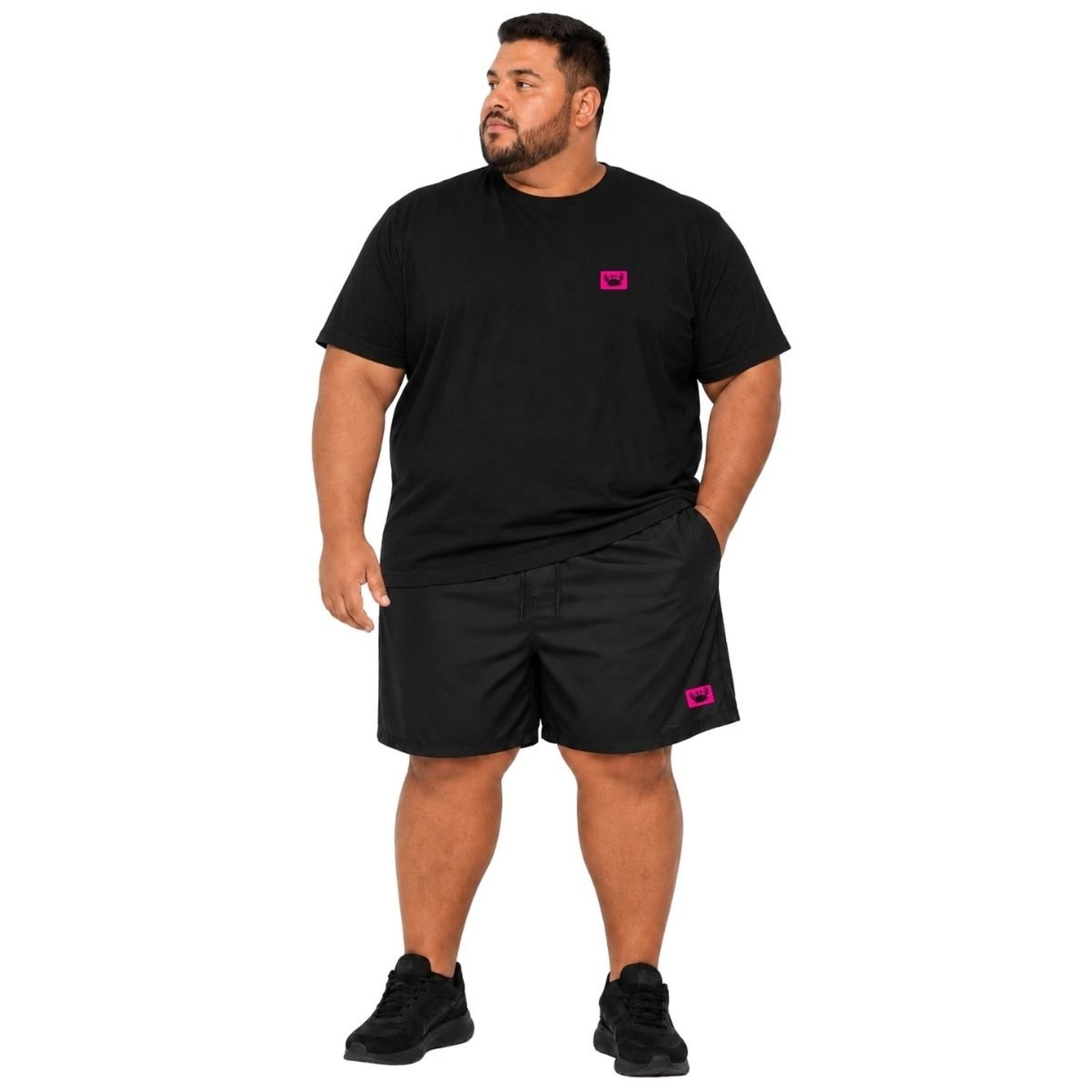 Conjunto Masculino Plus Size Camiseta Algodão + Short Tactel