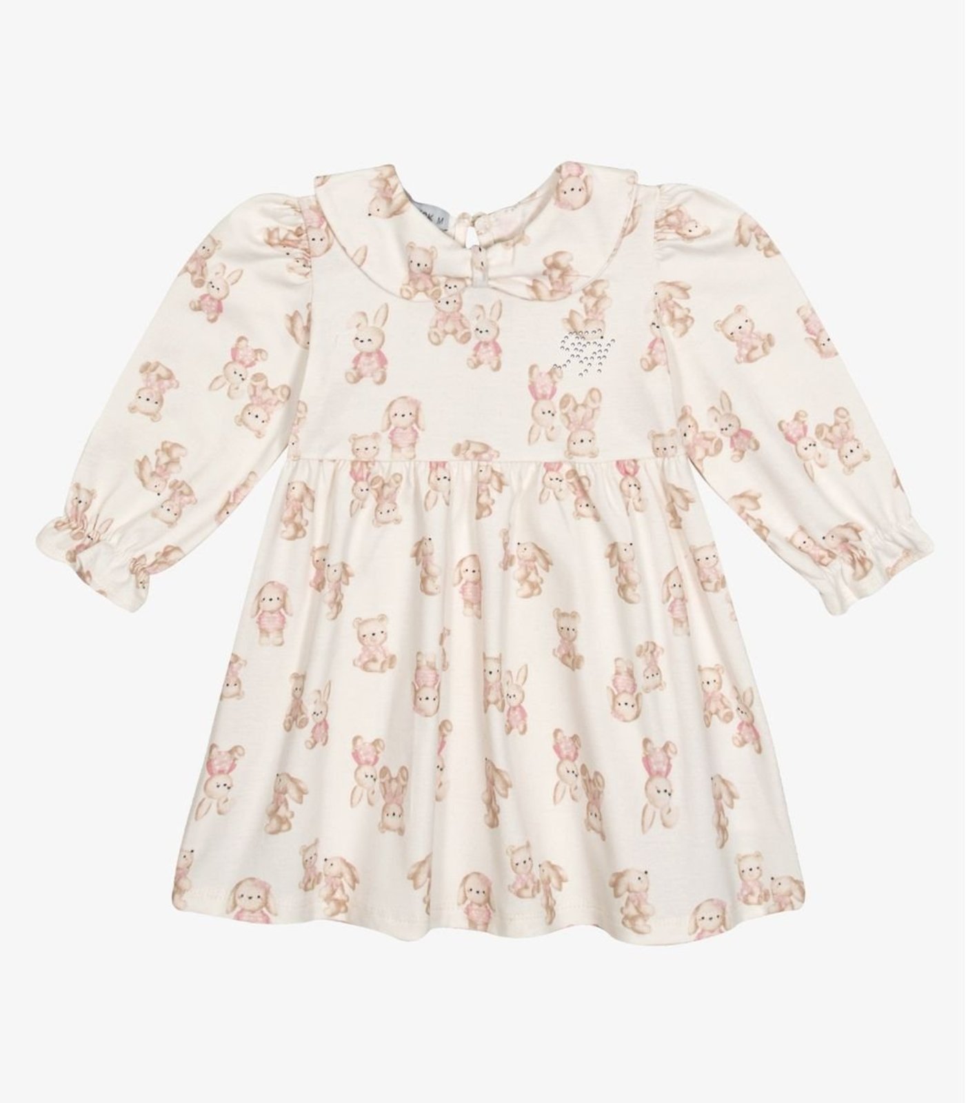 Infantil - Vestido Manga Longa Menina Trick Nick Bege