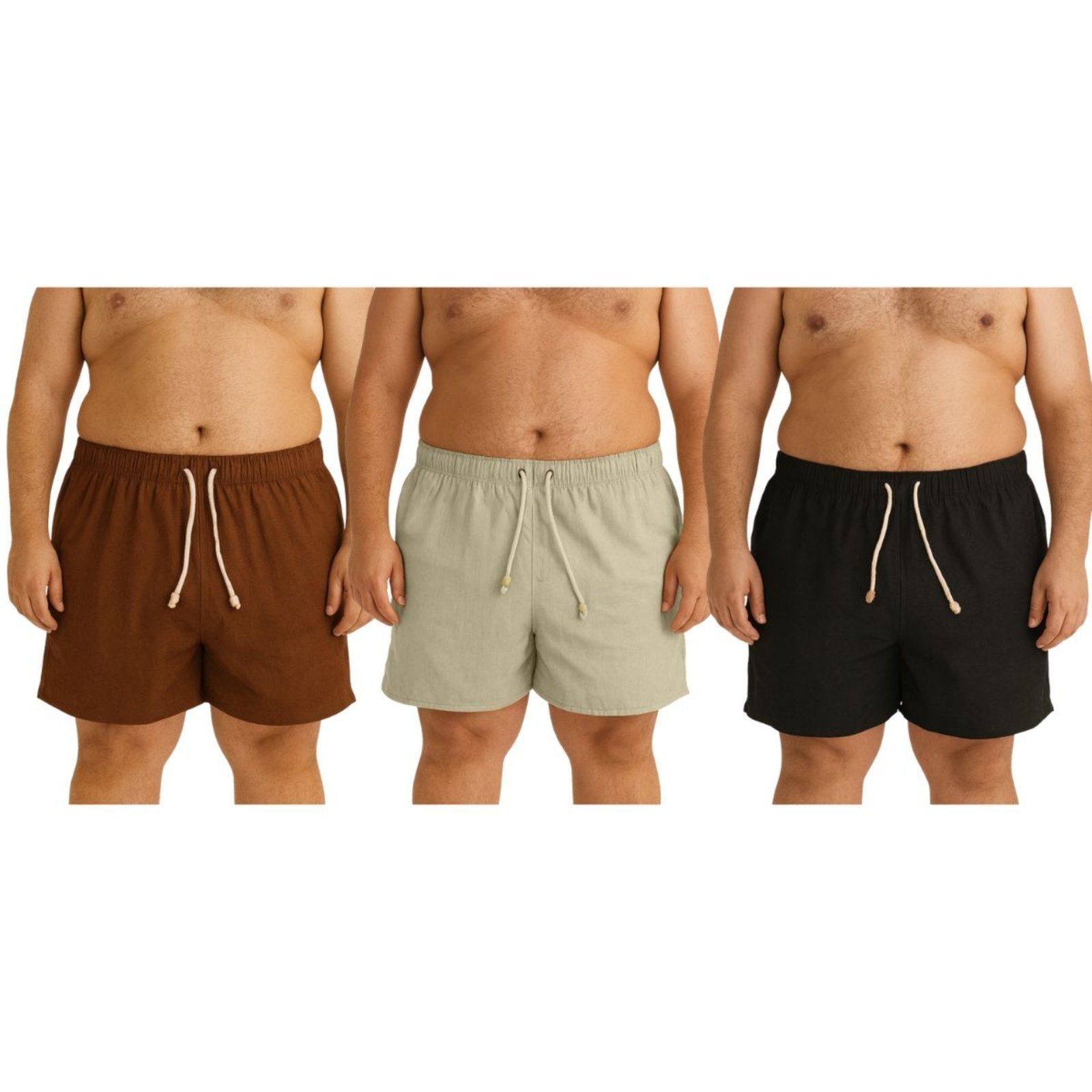 Kit 3 Shorts de Linho Premium Bermuda Masculina Moda Praia Luxo