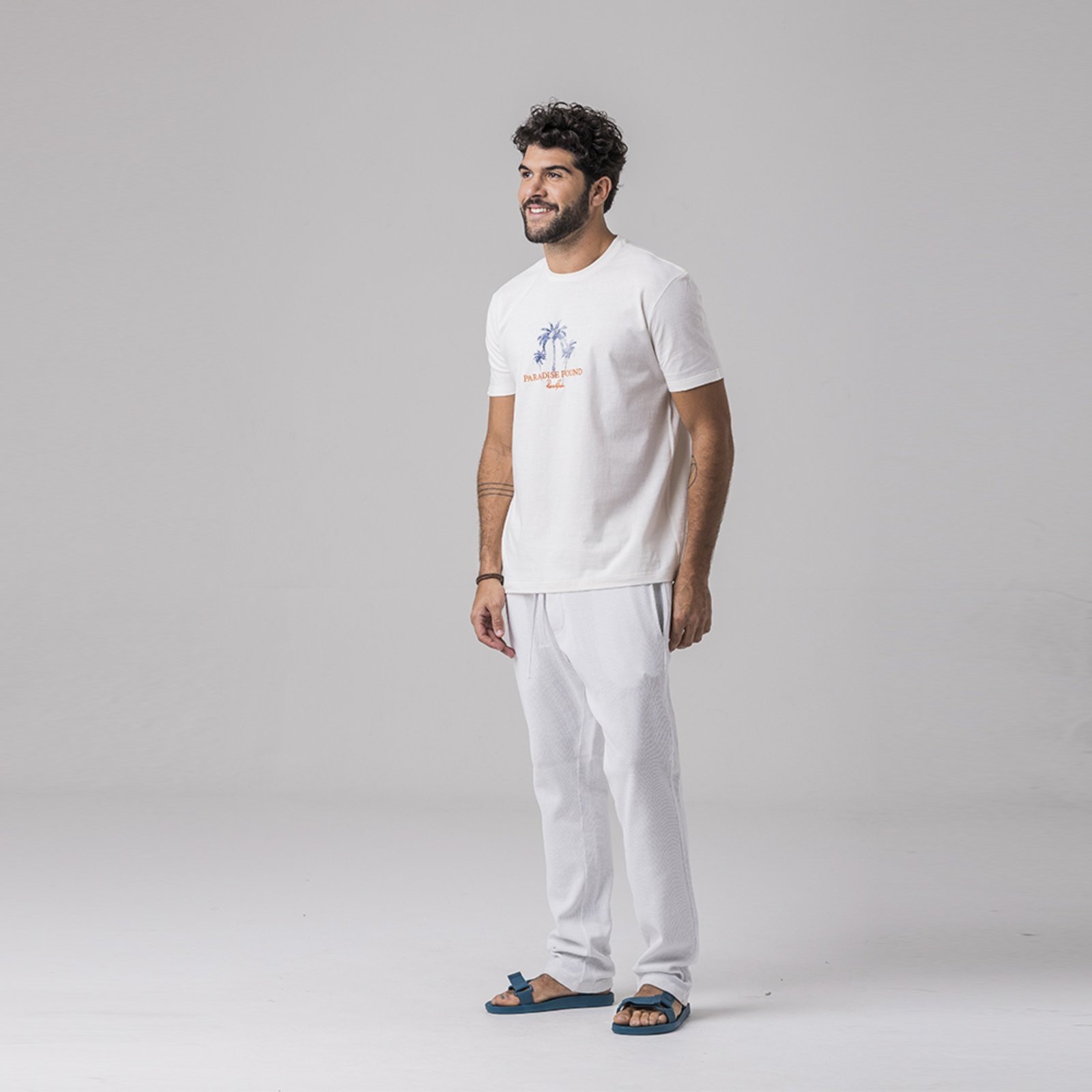Camiseta Masculina Rock e Soda Off White