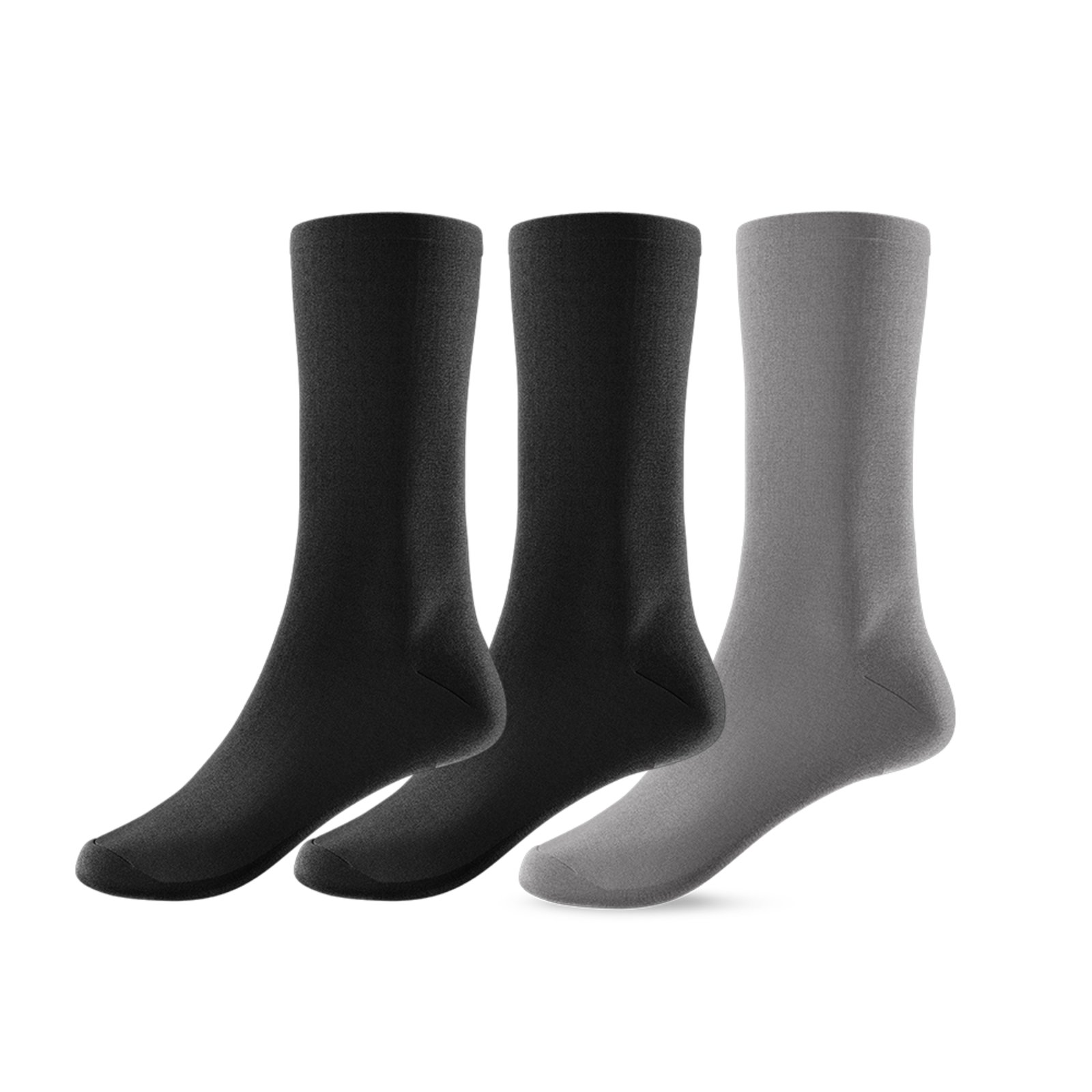 Kit 3 Pares de Meias Cano Alto Unissex Preto/Cinza