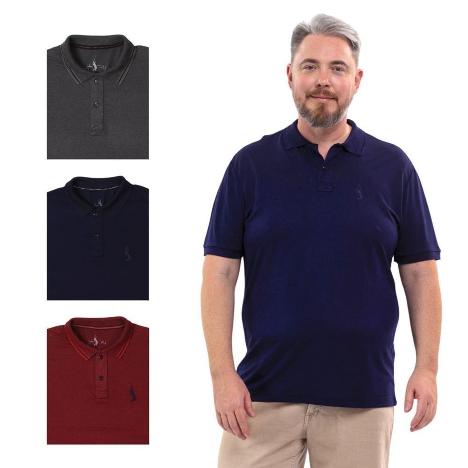 Kit 4 Camisa Polo Plus Masculina Dia a Dia