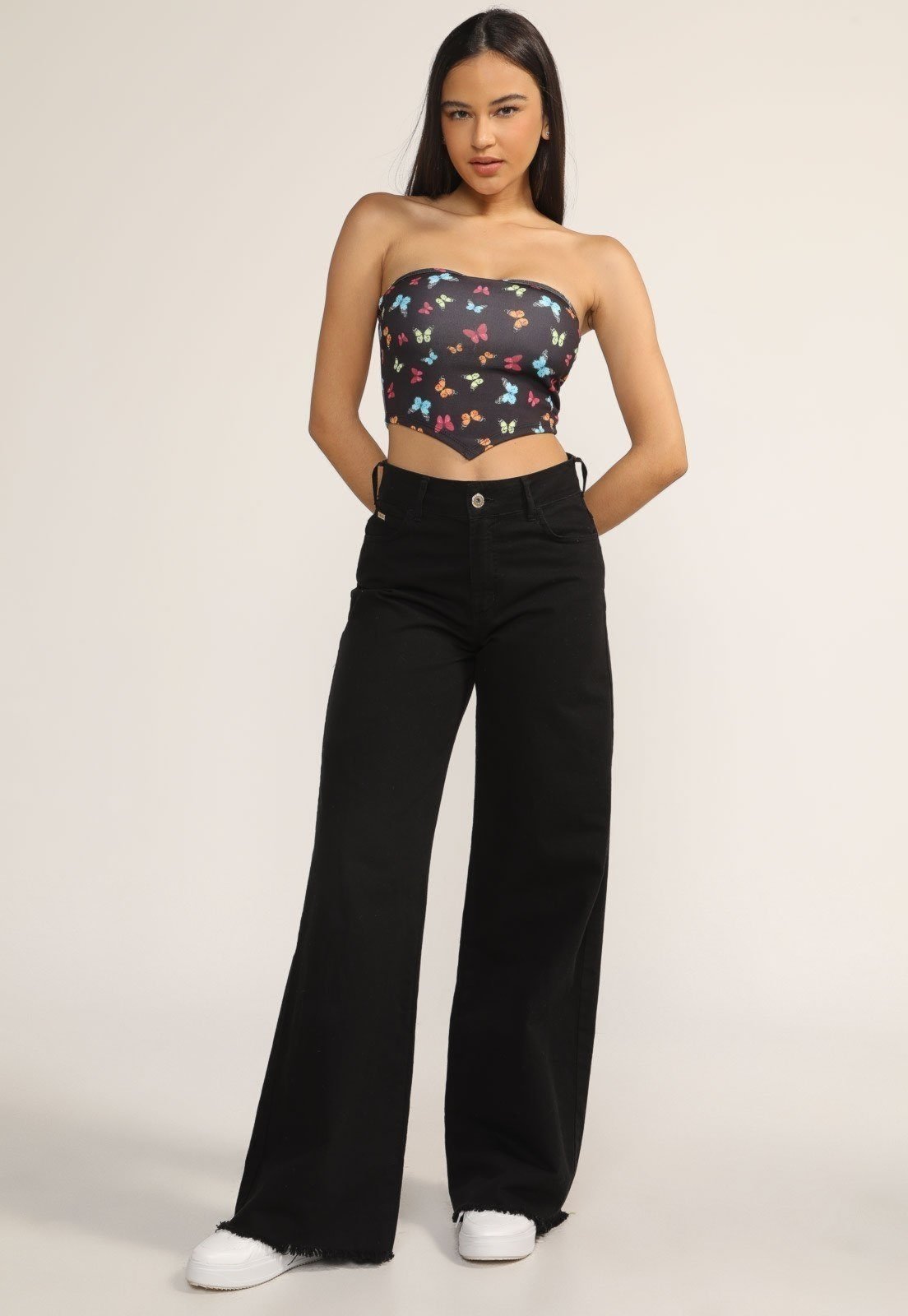 Vista 2 Cropped D Bell Outlet Fashion Borboleta preto D BELL OUTLET FASHION preto