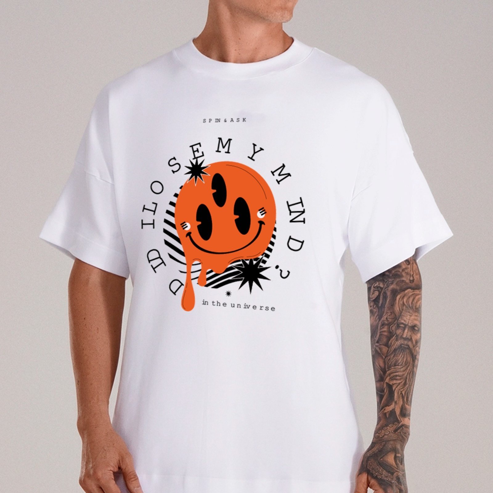 Camiseta Ousy Smile Trippy Oversized Unissex Branco