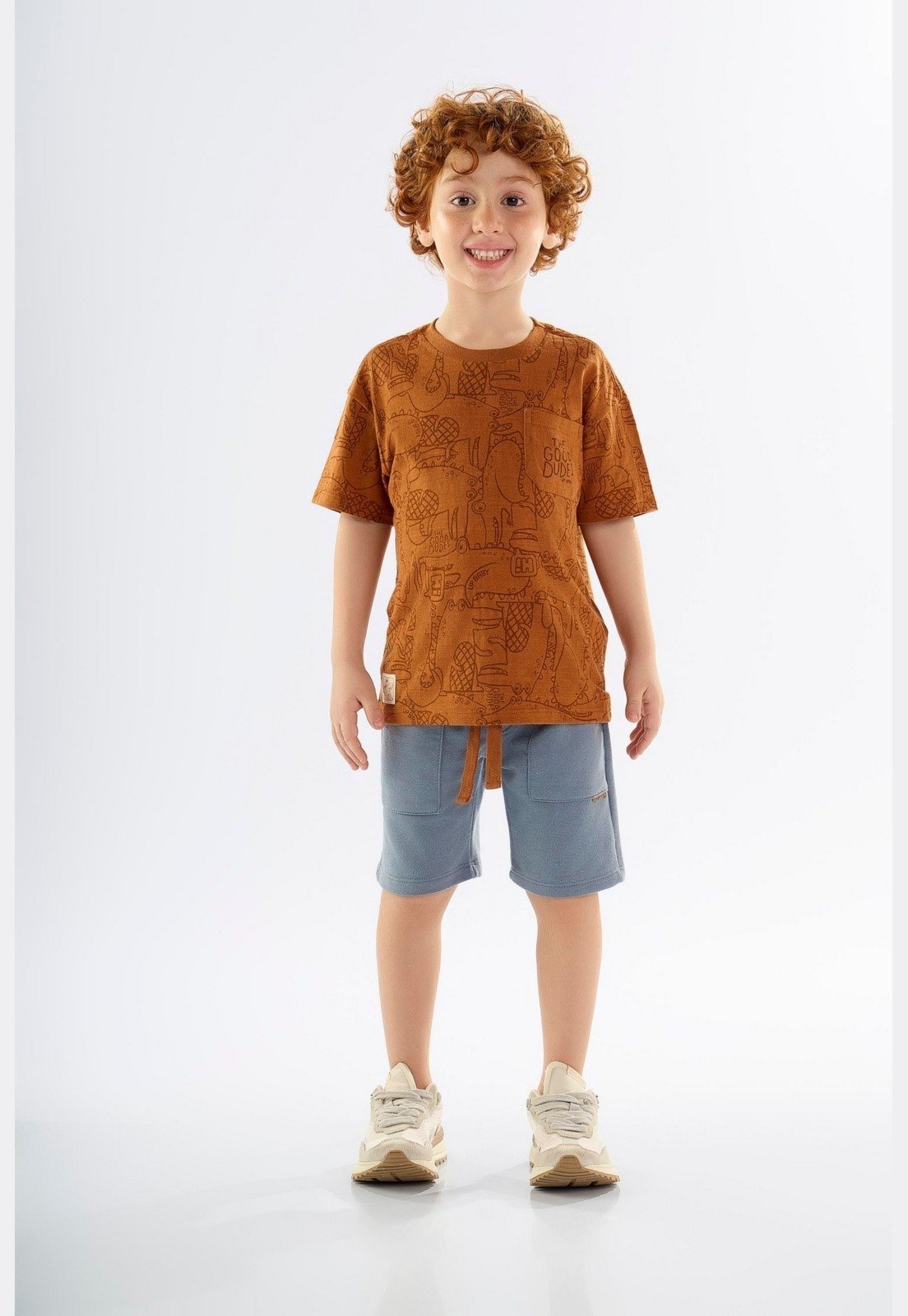 Infantil - Conjunto para Menino com Camiseta e Bermuda Up Baby Marrom