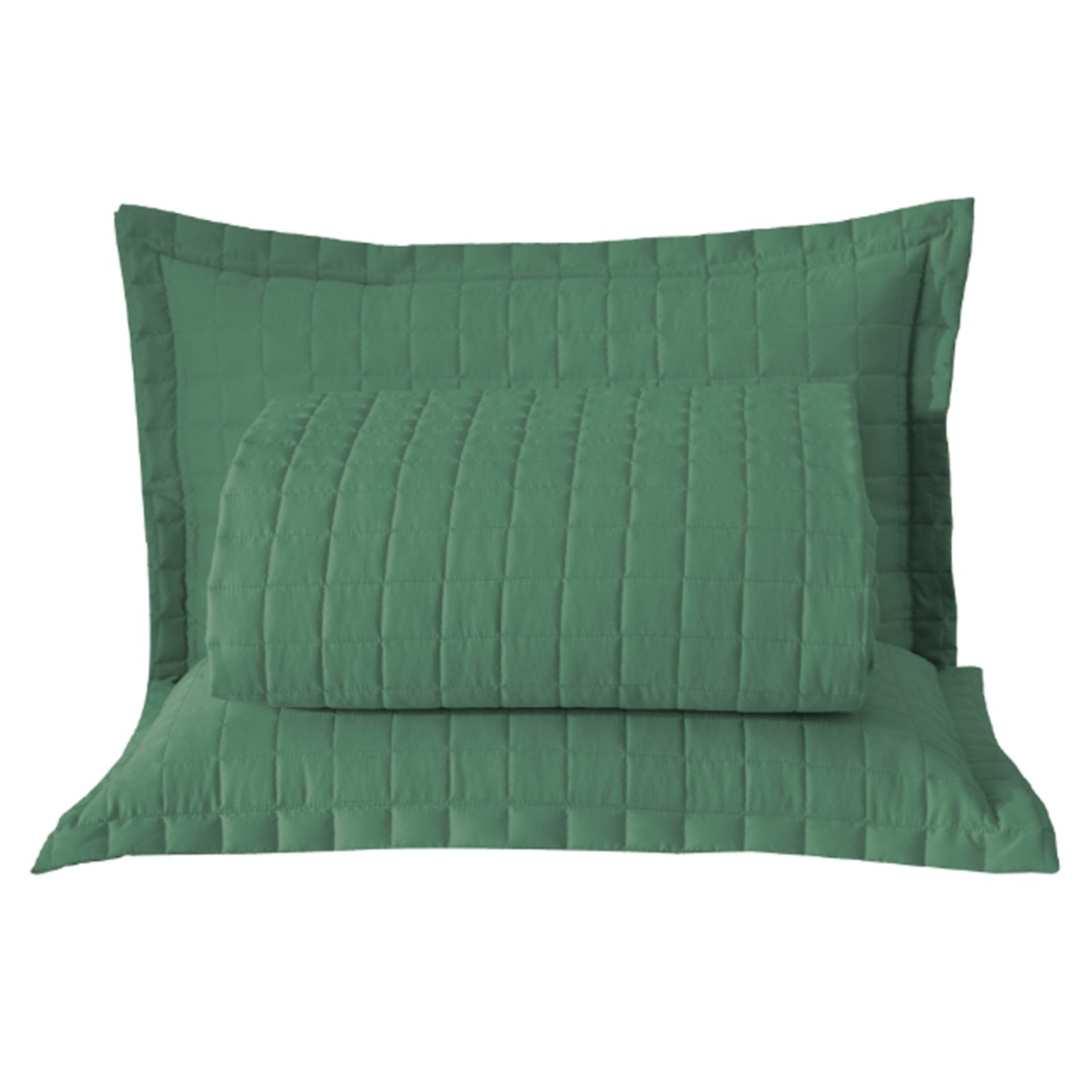 Kit Cobre Leito Colcha Casa Scarpa Bellini Casal Padrão Dupla Face Percal 300 Fios Textura Matelassê 3 Peças - Verde