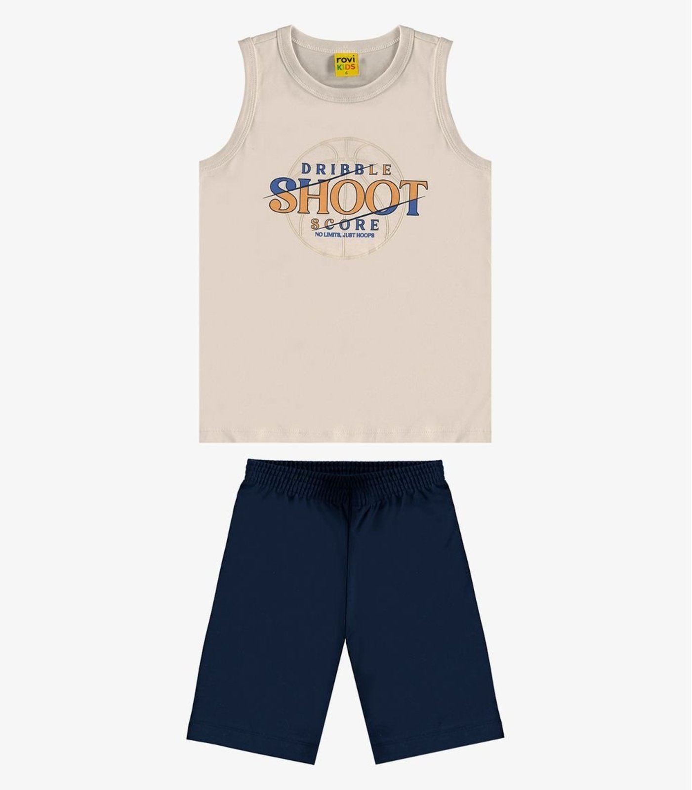 Vista 2 Infantil - Conjunto Regata c/ Bermuda em Meia Malha Rovi Rovitex Kids amarelo Rovitex Kids amarelo