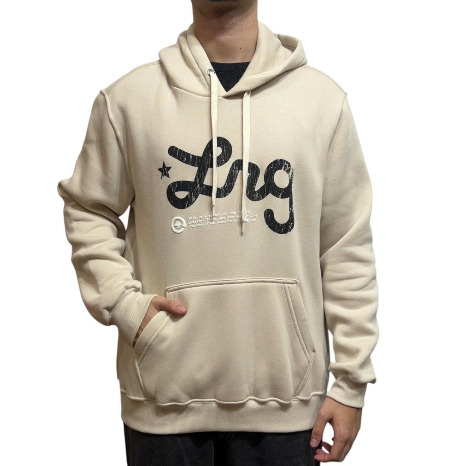 Moletom Canguru Script Suppot Poh- LRG - Areia