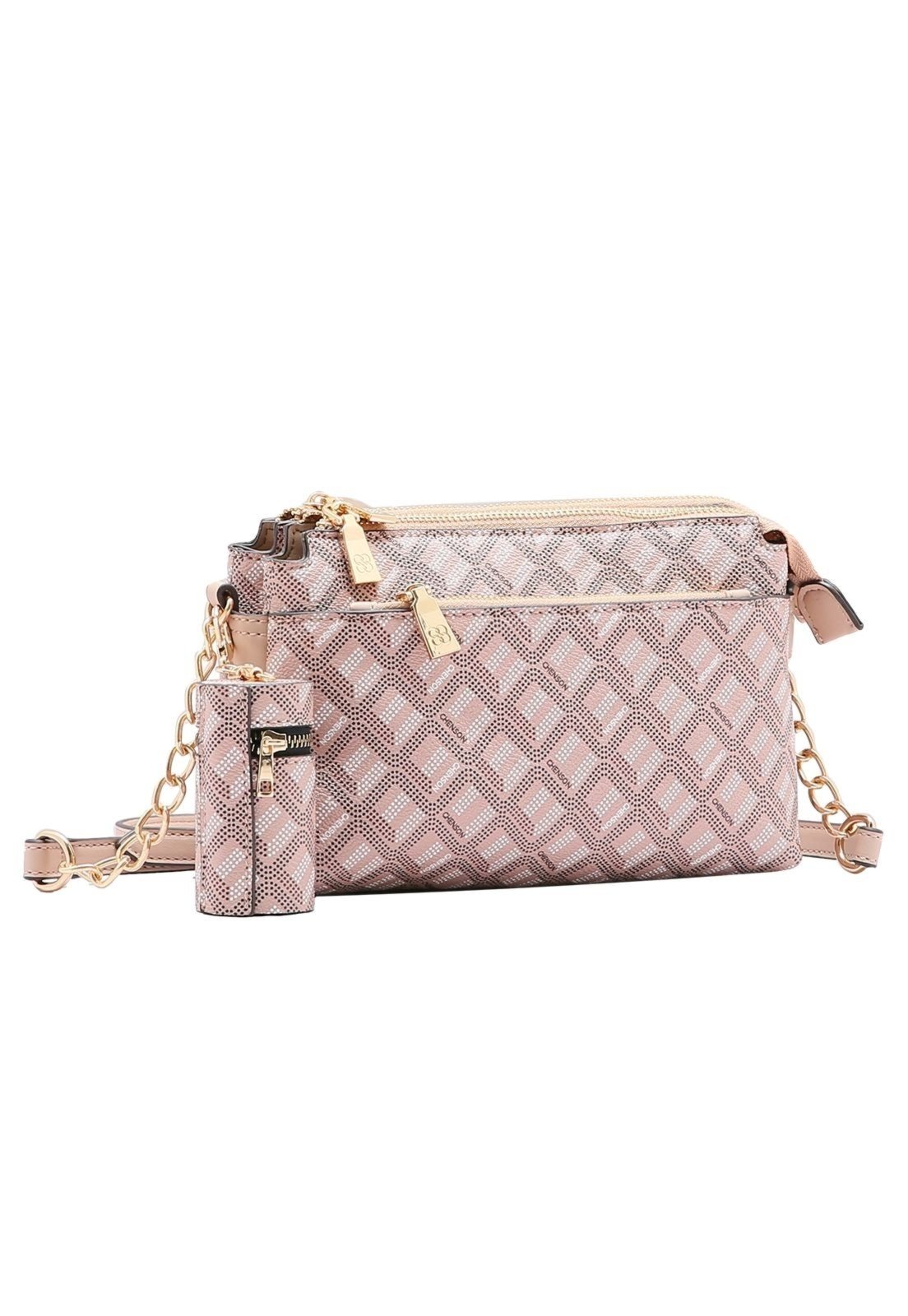 Bolsa Feminina Chenson Monograma Pontilhado Bege 3484735