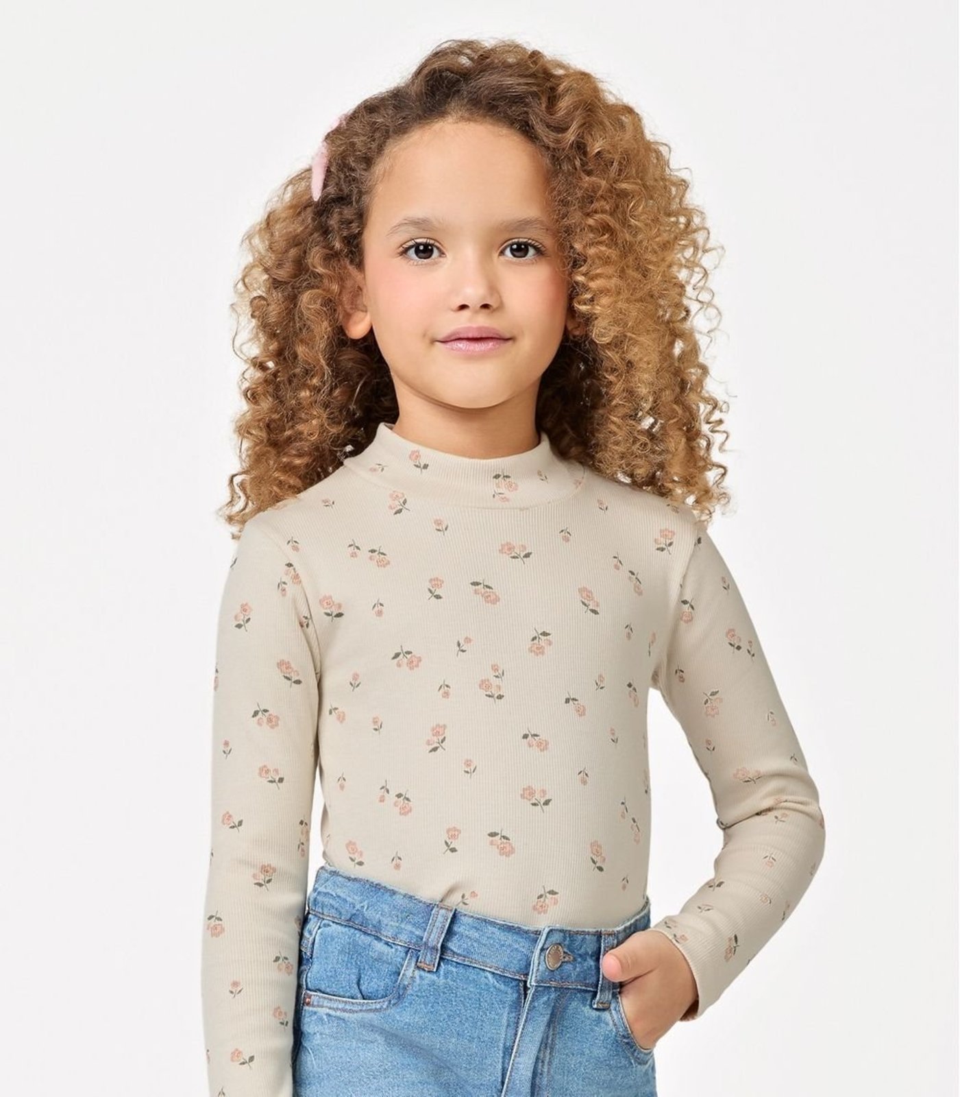 Infantil - Blusa Manga Longa Feminina Trick Nick Bege