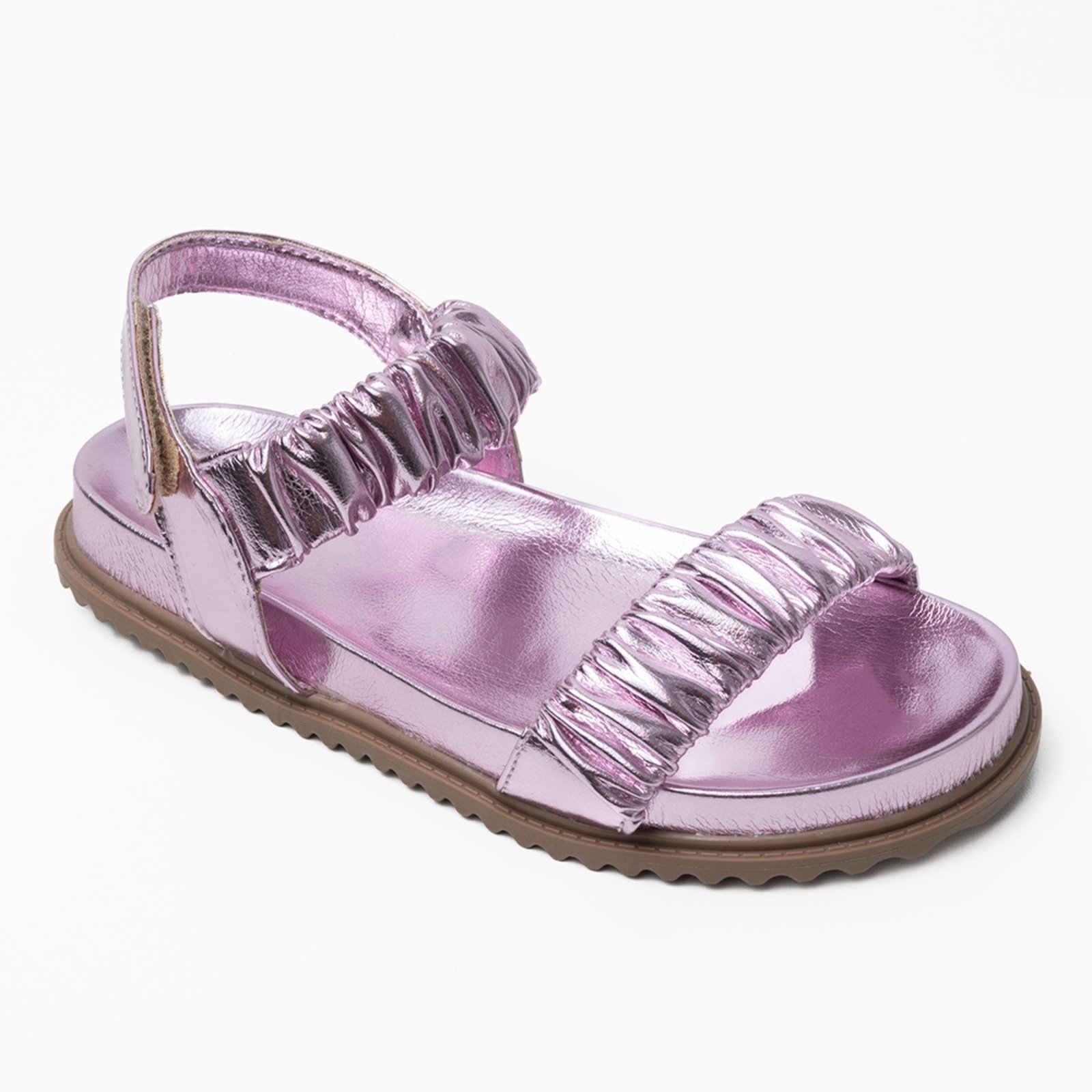 Papete Rasteira Sandalia Metalizado Lilas Kuento Shoes