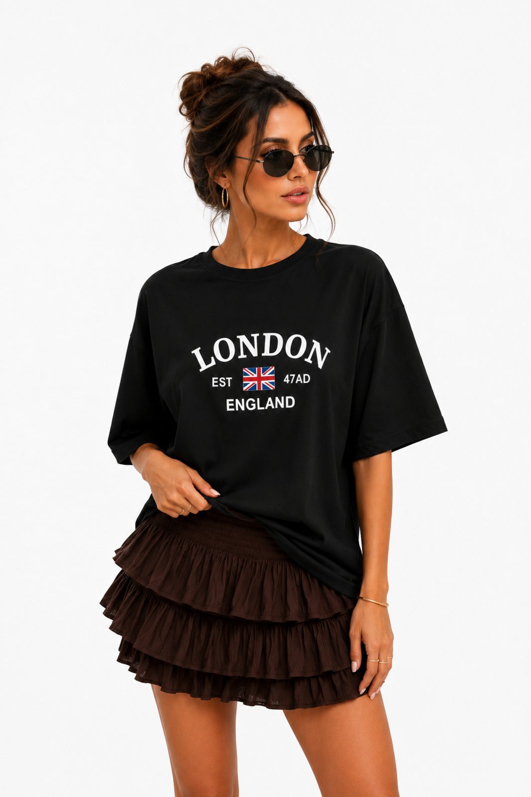 Camisa Estampada Feminina D Bell Outlet Fashion Preto