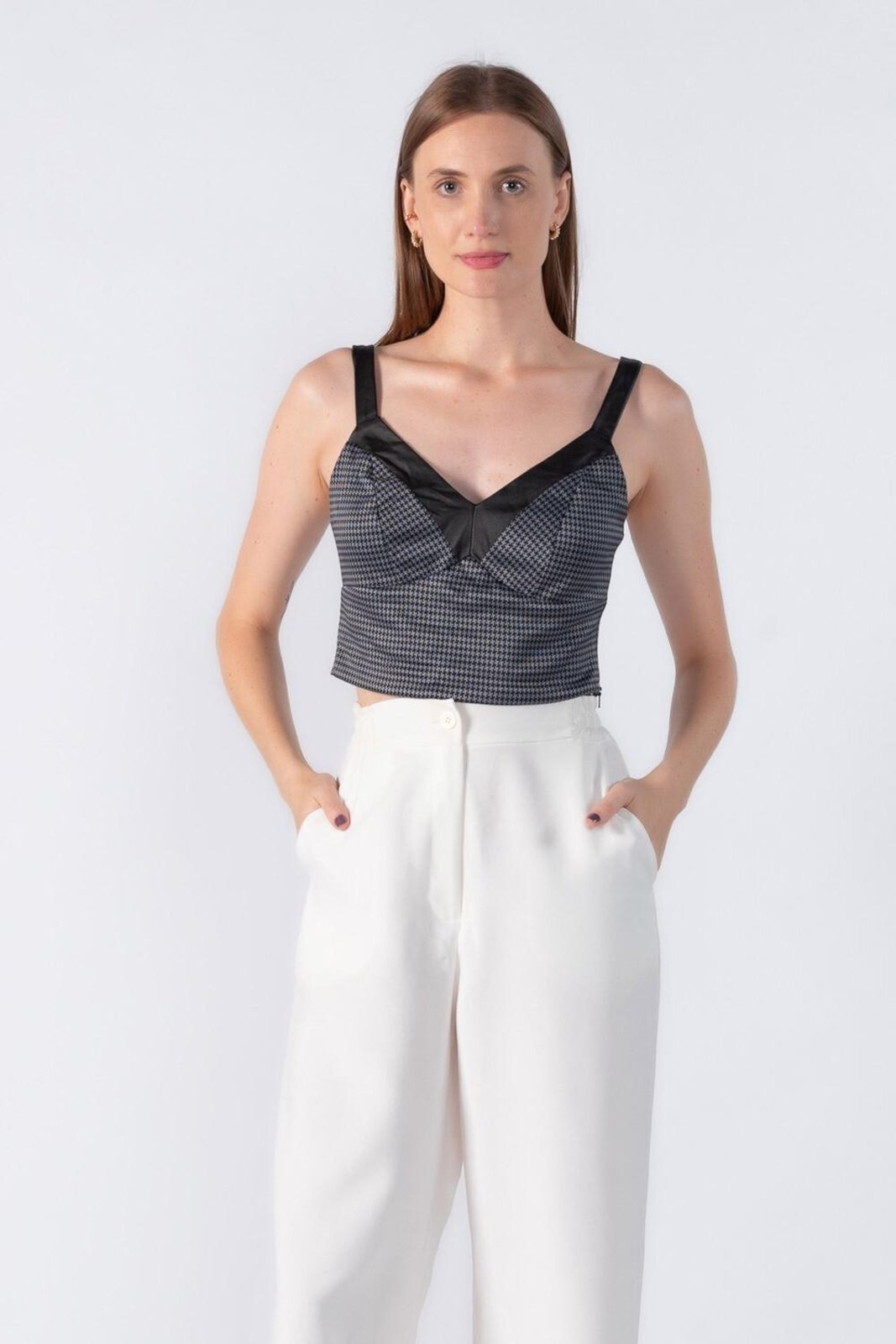 Blusa Lamis regata xadrez Preto
