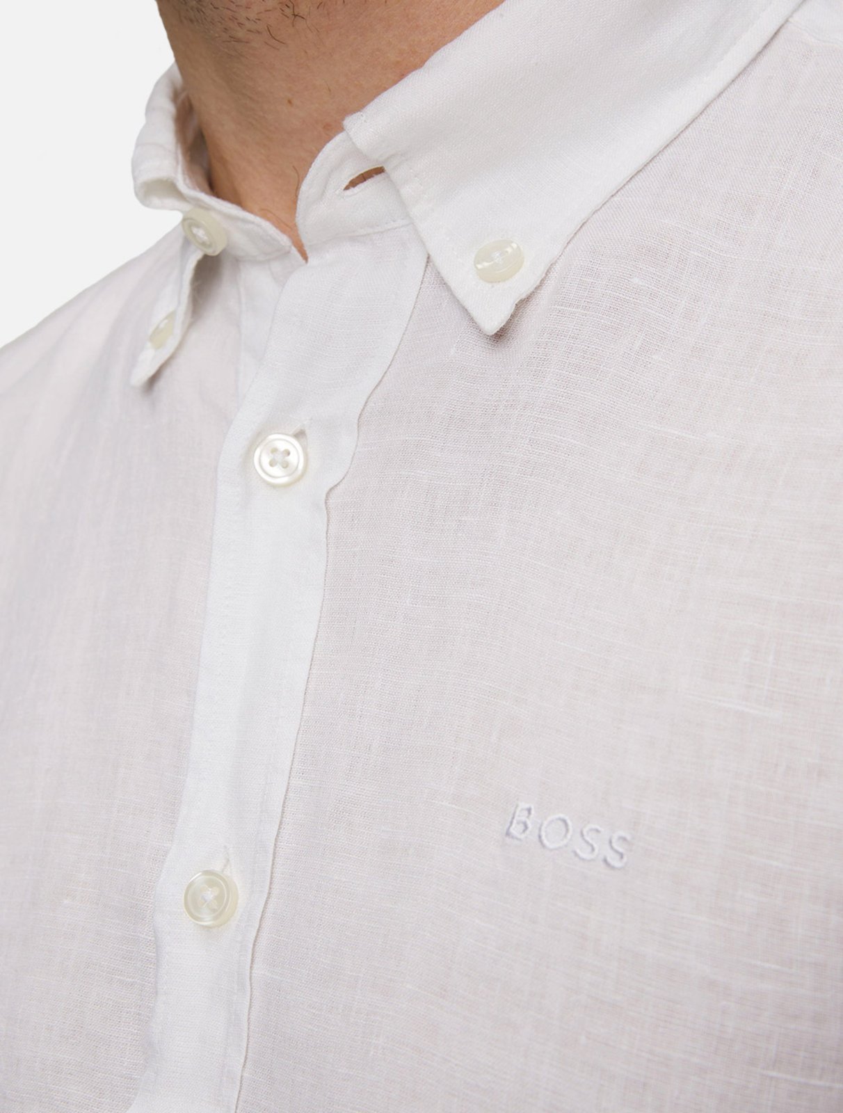 Vista 3 Camisa Hugo Boss Masculina Slim H-ROAN-BD-E-C1-243 Branca branco branco