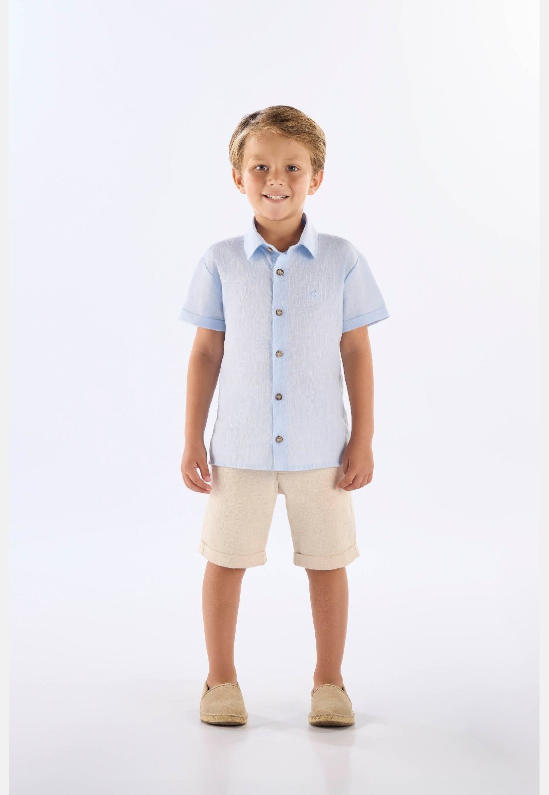 Infantil - Camisa em Algodão Voil para Menino Up Baby Azul