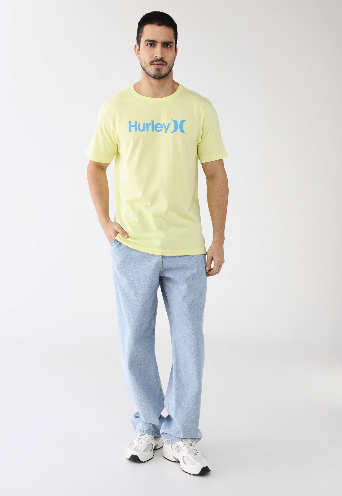 Vista 3 Camiseta Masculina Hurley Silk OO Solid Amarela amarelo hurley amarelo