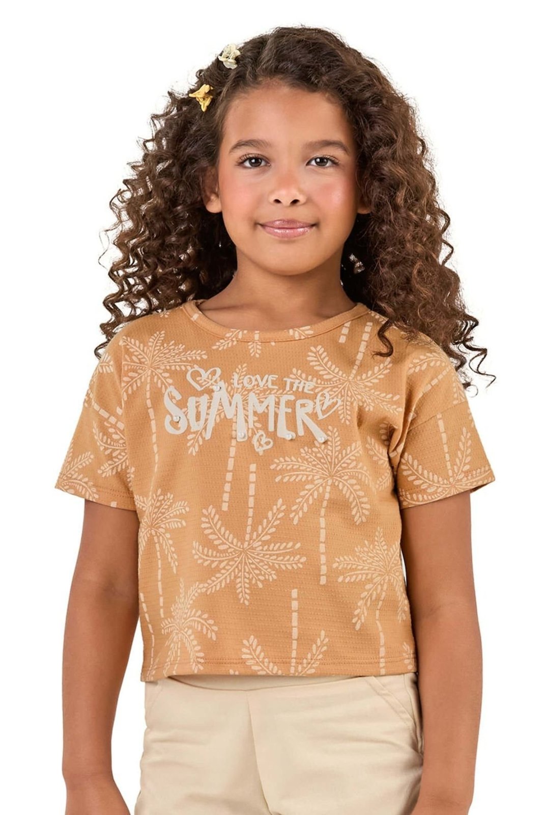Infantil – Blusa Menina Tropical Elian Laranja