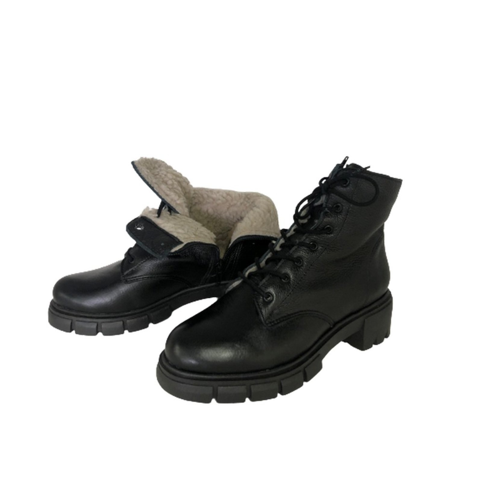 Vista 2 Coturno Lã Sintética Cano Baixo Bico Redondo Couro Salto 3 CM Spinelli preto Spinelli preto