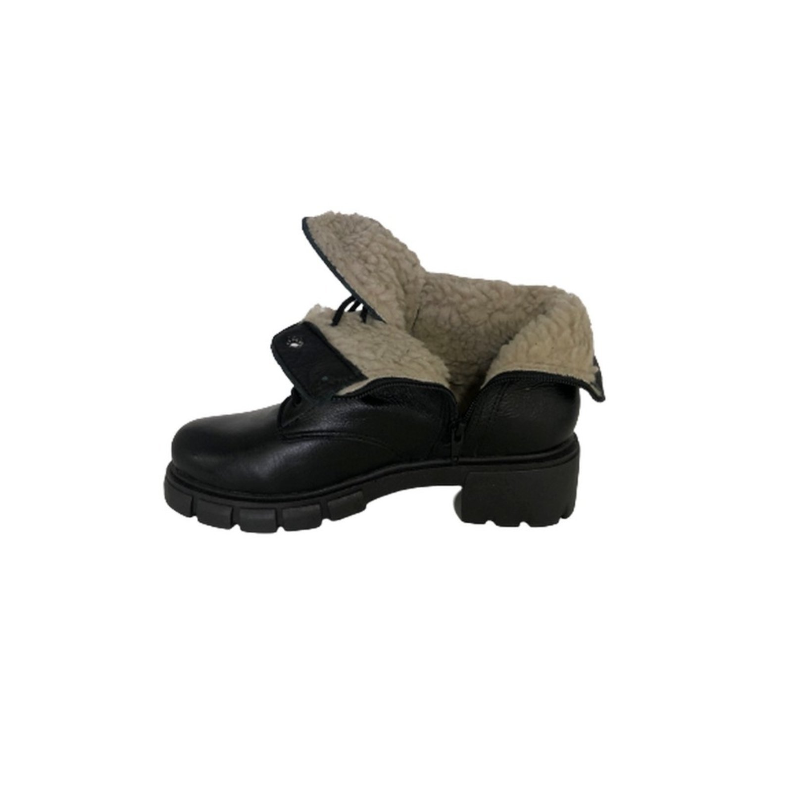 Vista 3 Coturno Lã Sintética Cano Baixo Bico Redondo Couro Salto 3 CM Spinelli preto Spinelli preto