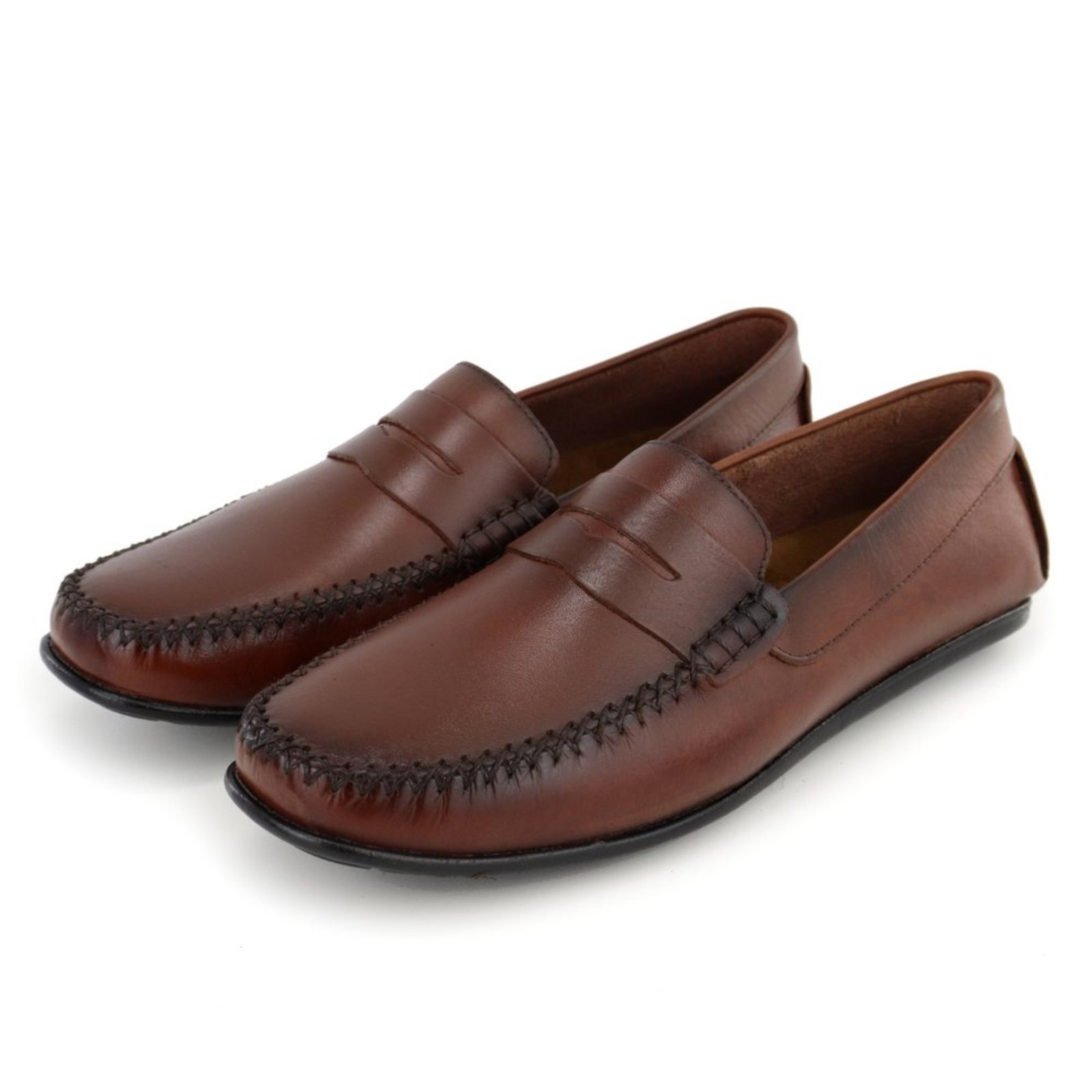 Sapato Mocassim Masculino Esporte Fino em Couro Conhaque