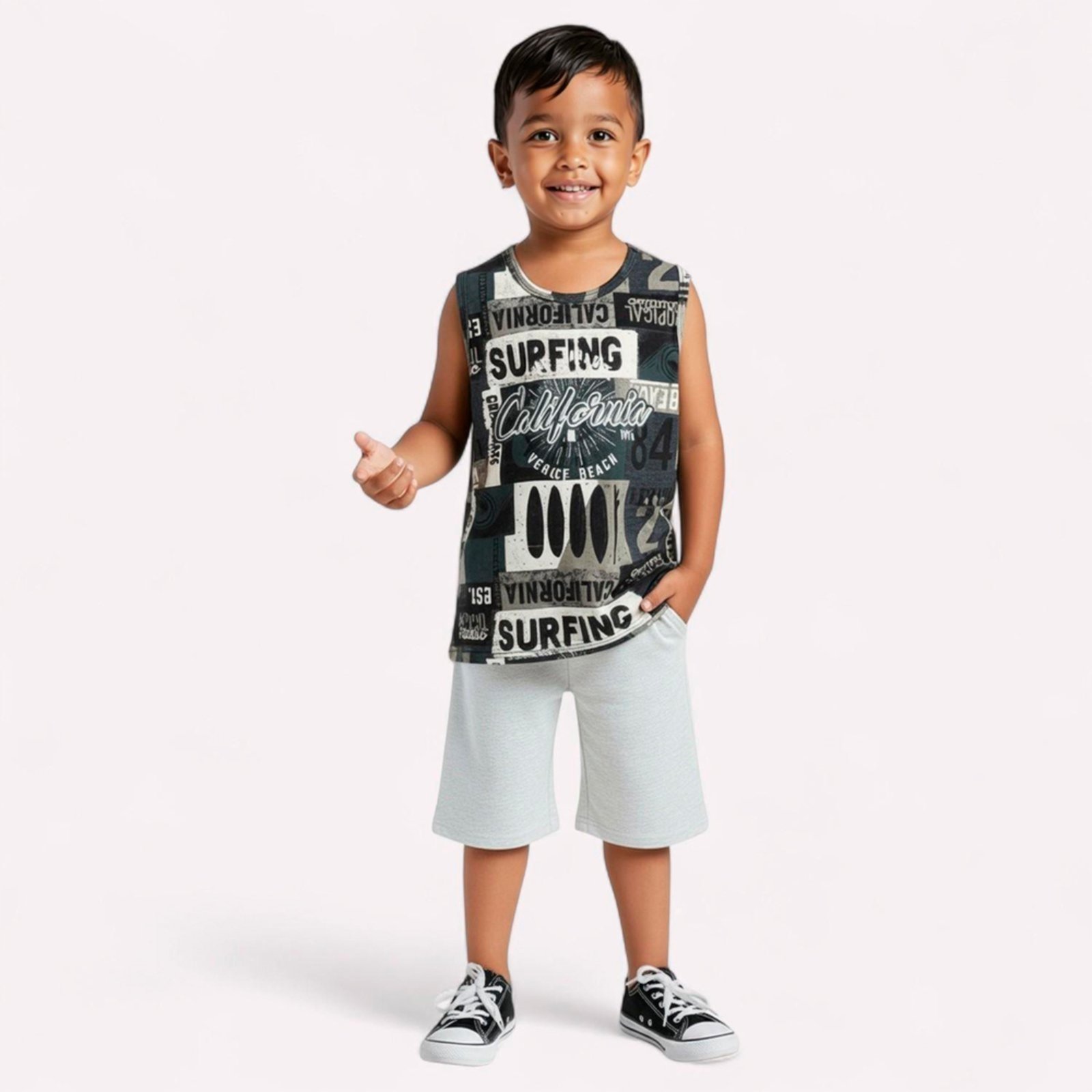 Vista 2 Infantil - Conjunto Menino Califórnia Kyly cinza Kyly cinza