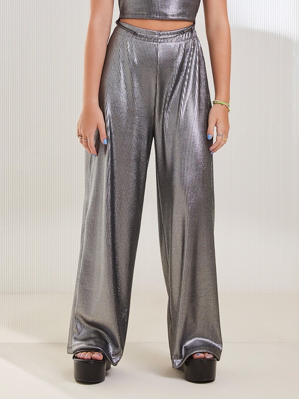 Calça Metalizada Prata