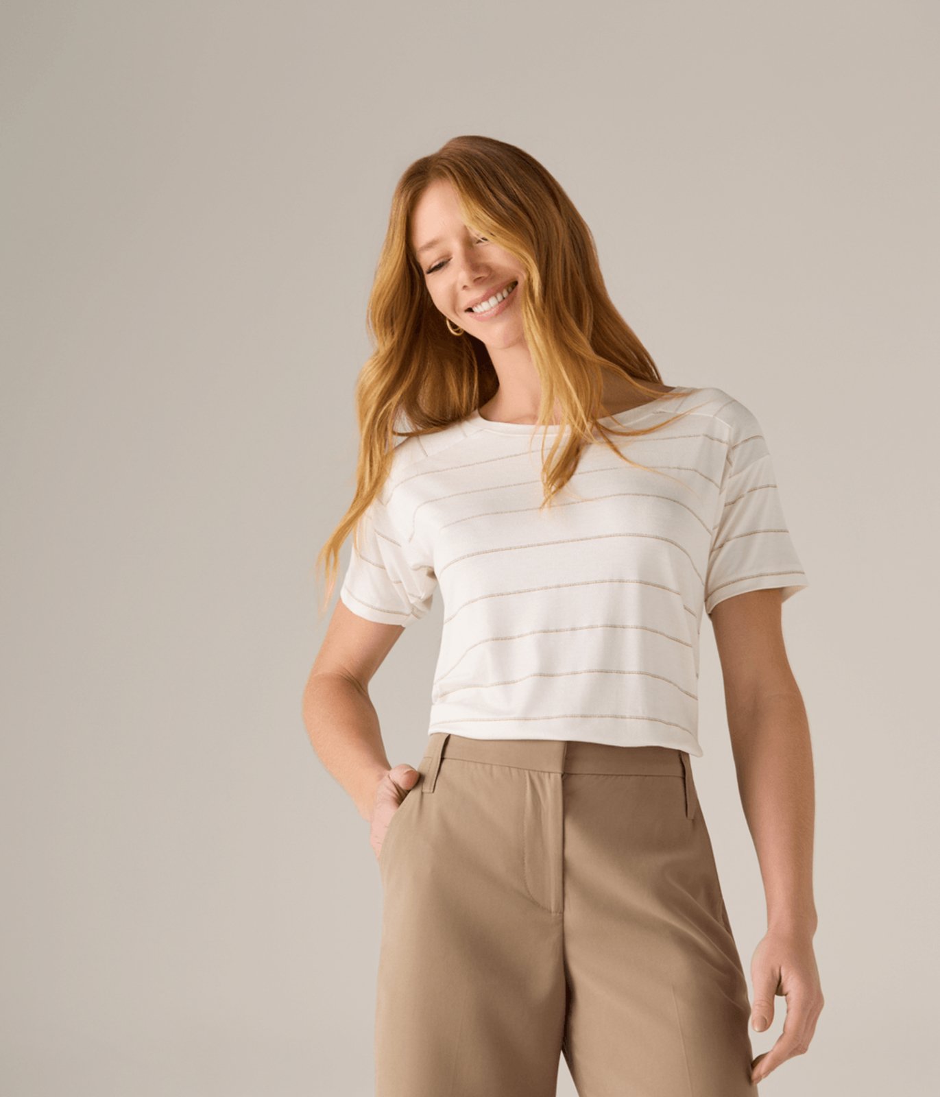 Blusa Makenji Listras Prata E Dourado Feminina Off White