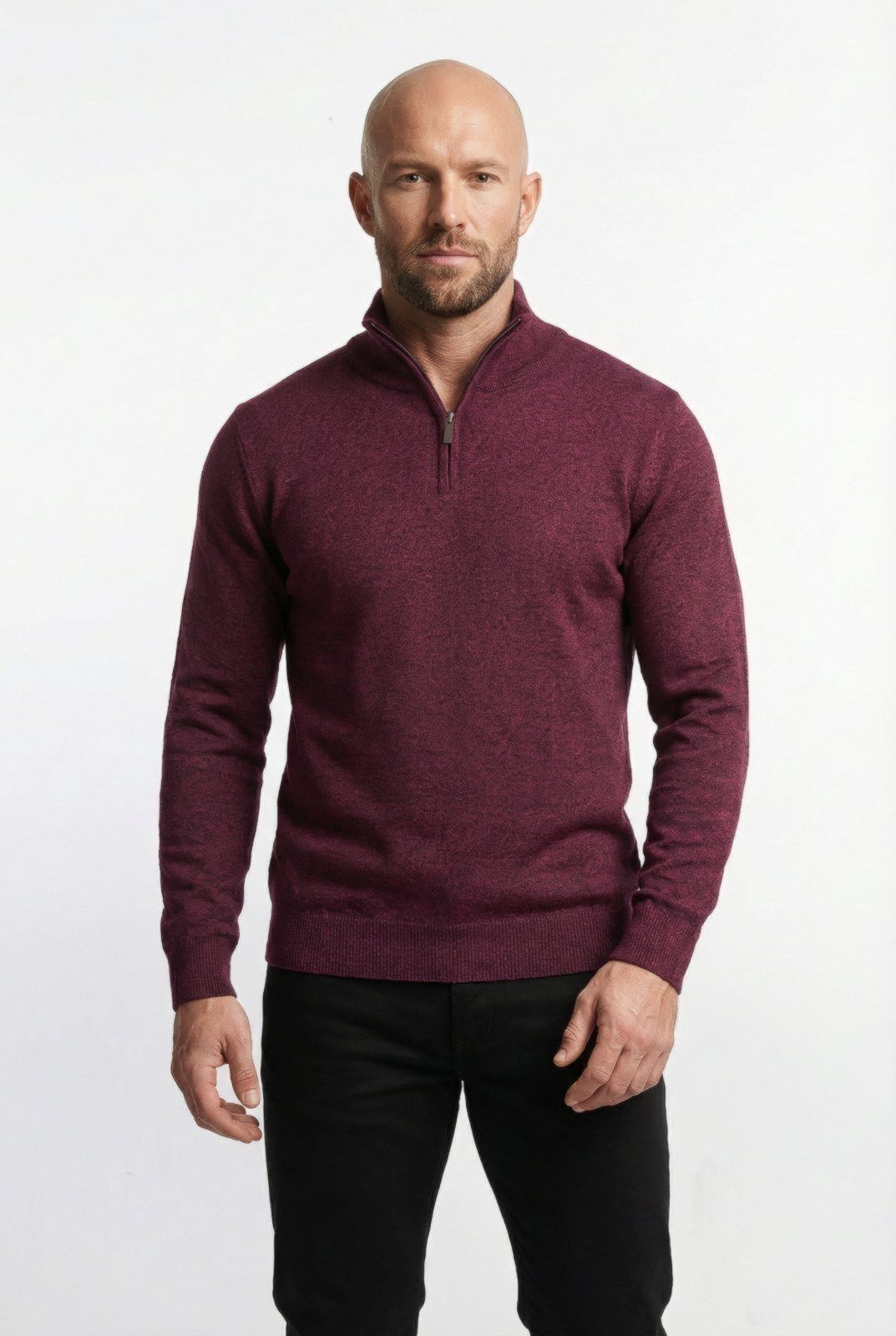 Blusa masculina gola com zíper 90207 - Bordô