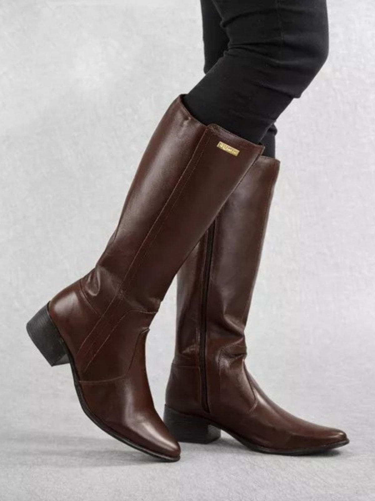 Bota Montaria Feminina Wit Shoes Couro Legítimo Marrom