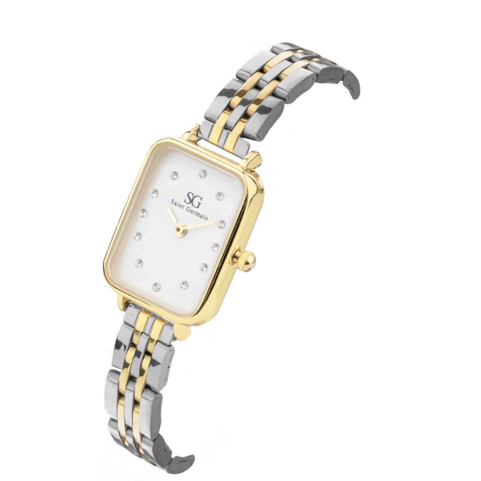 Vista 2 Relógio Feminino Saint Germain Quadrado Square Madison Diamond Bicolor Gold Saint Germain Brand dourado/prata gold Saint Germain Brand dourado/prata gold