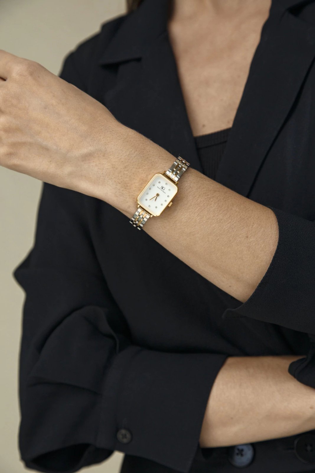 Vista 3 Relógio Feminino Saint Germain Quadrado Square Madison Diamond Bicolor Gold Saint Germain Brand dourado/prata gold Saint Germain Brand dourado/prata gold