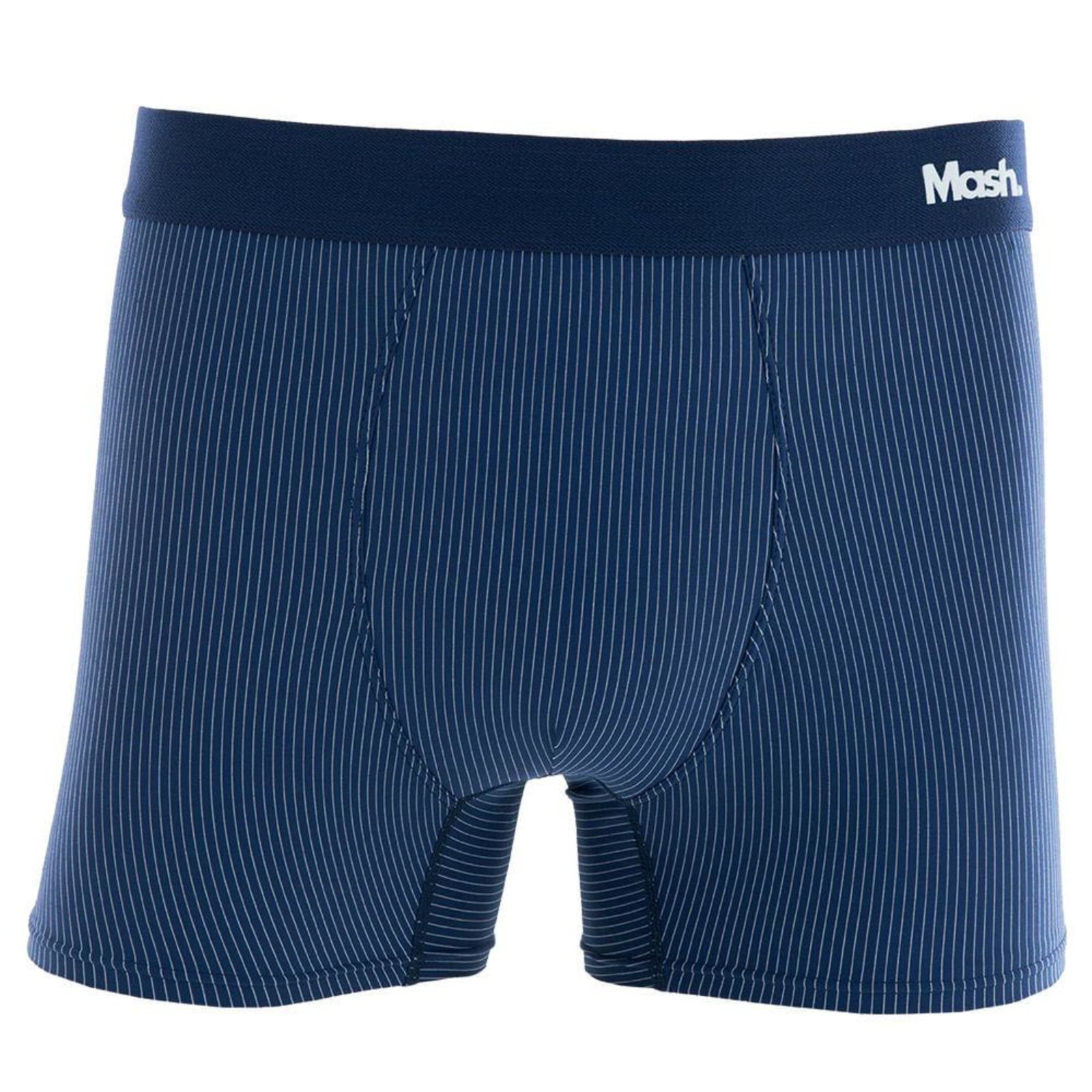 Vista 3 Cueca Boxer Mash Masculina Risca de Giz Microfibra Elástico preto MASH preto