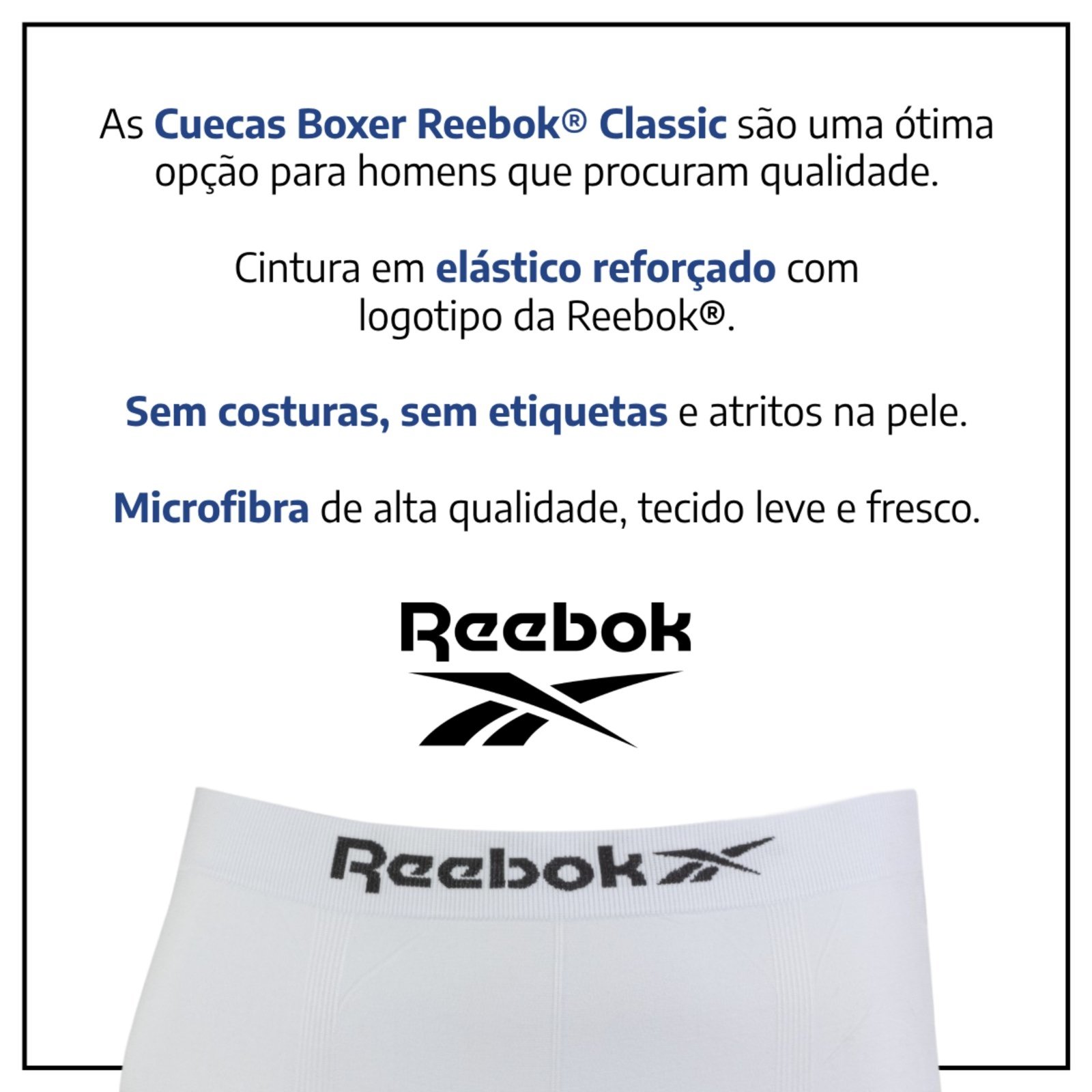 Vista 3 Kit 3 Cuecas Reebok Boxer Classic Microfibra Sortido Colorido multicolorido Reebok multicolorido