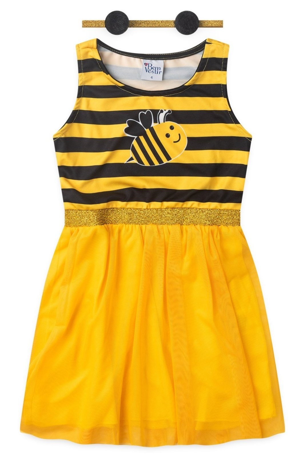 Infantil – Vestido Bem Vestir Fantasia Feminino Abelha