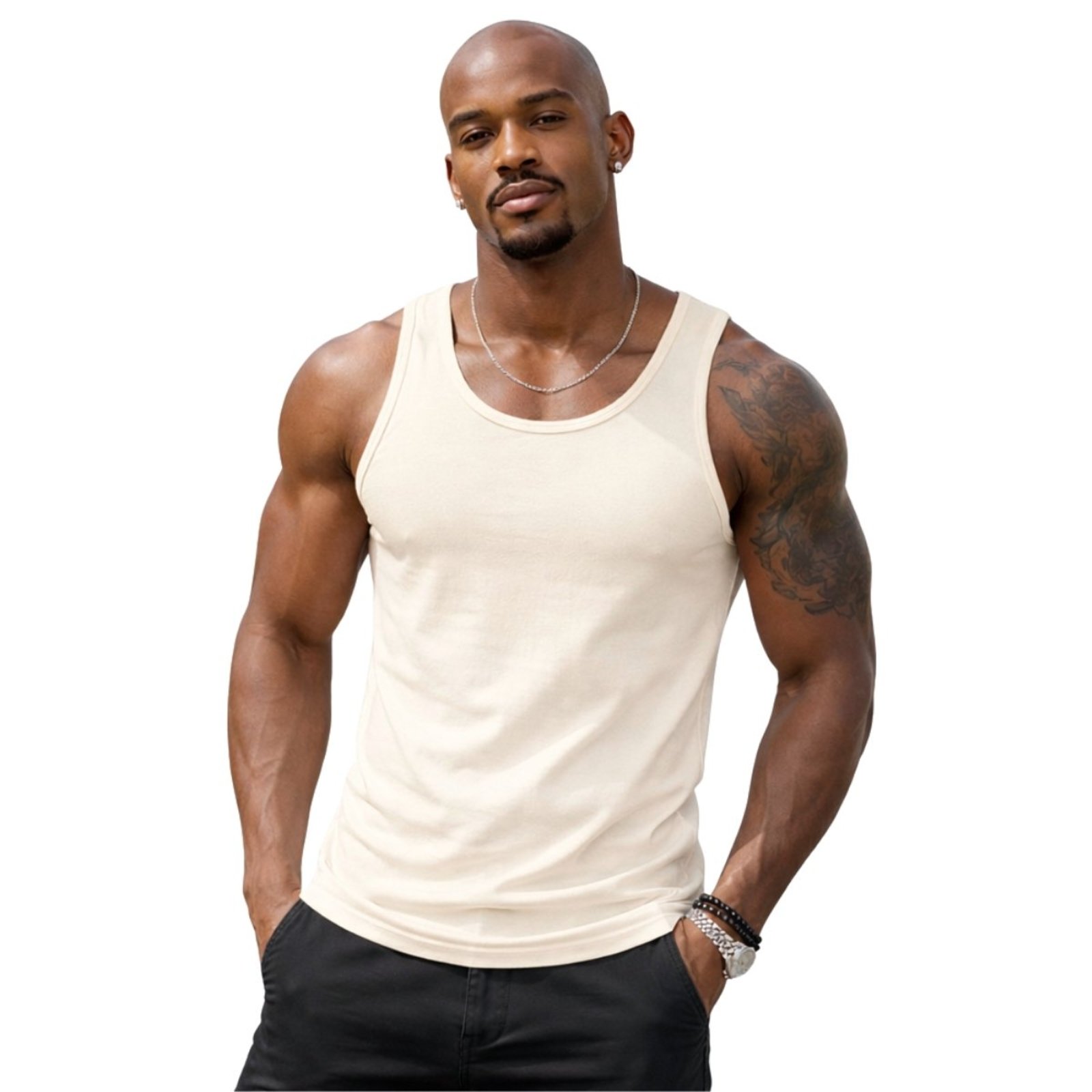 Camisa Regata Masculina de Algodão Camiseta Gola Redonda Lisa