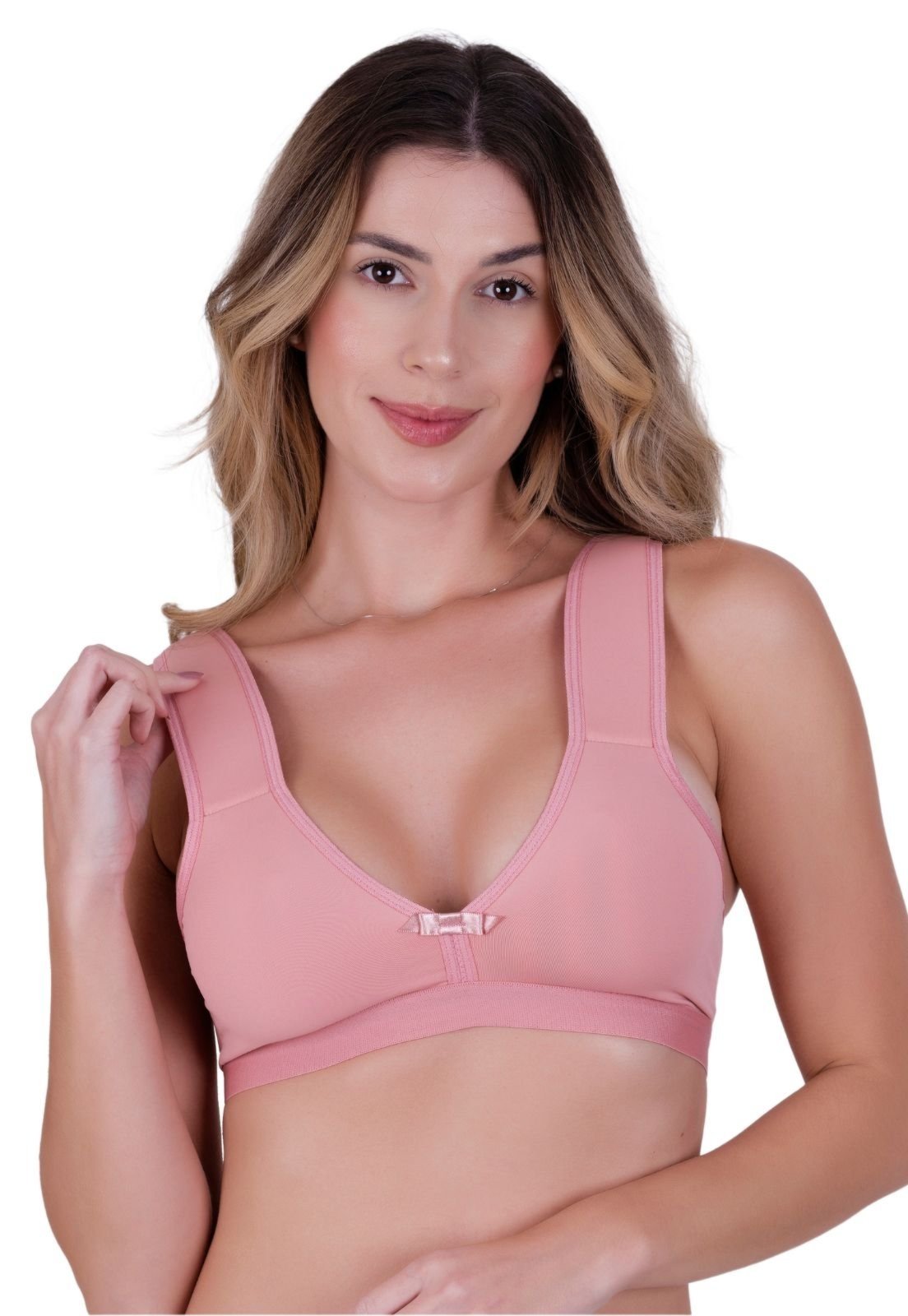 Sutiã Plus Size com Alças Acolchoadas de Espuma Reforçado Sustentação Terra e Mar M ao 52 Rosa