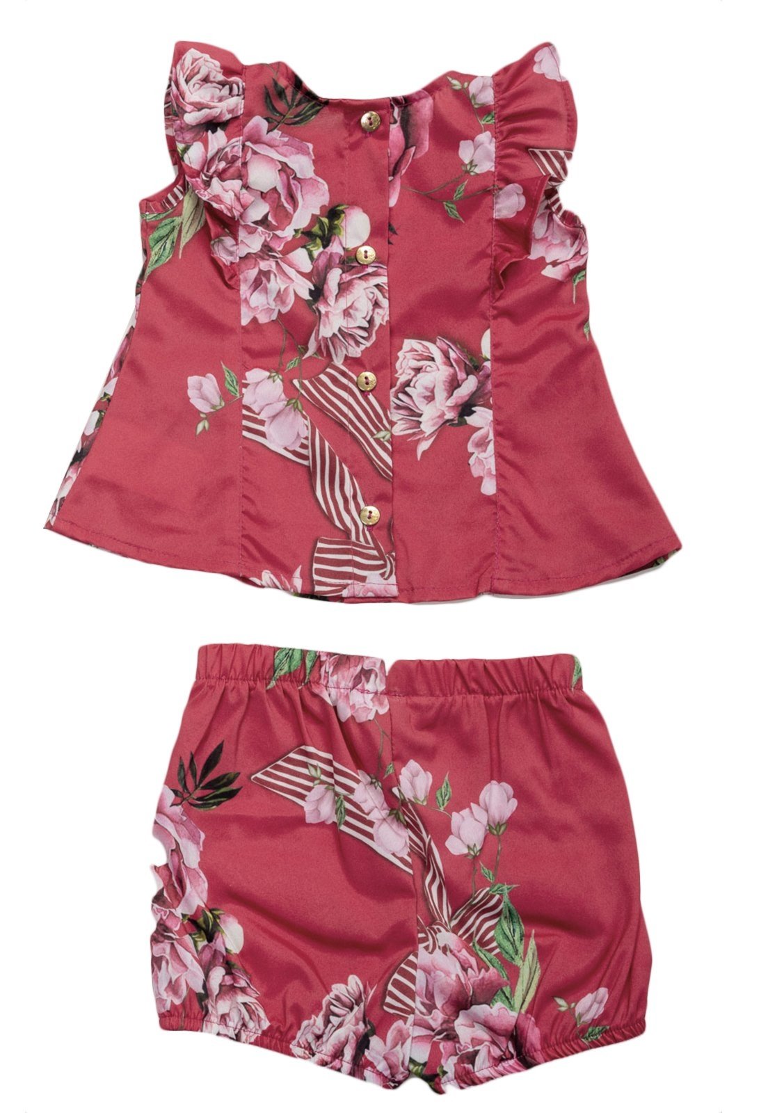 Vista 2 Infantil - Conjunto Estampado Flores Ok&Pakita GG Ok & Friends vermelho Ok & Friends vermelho