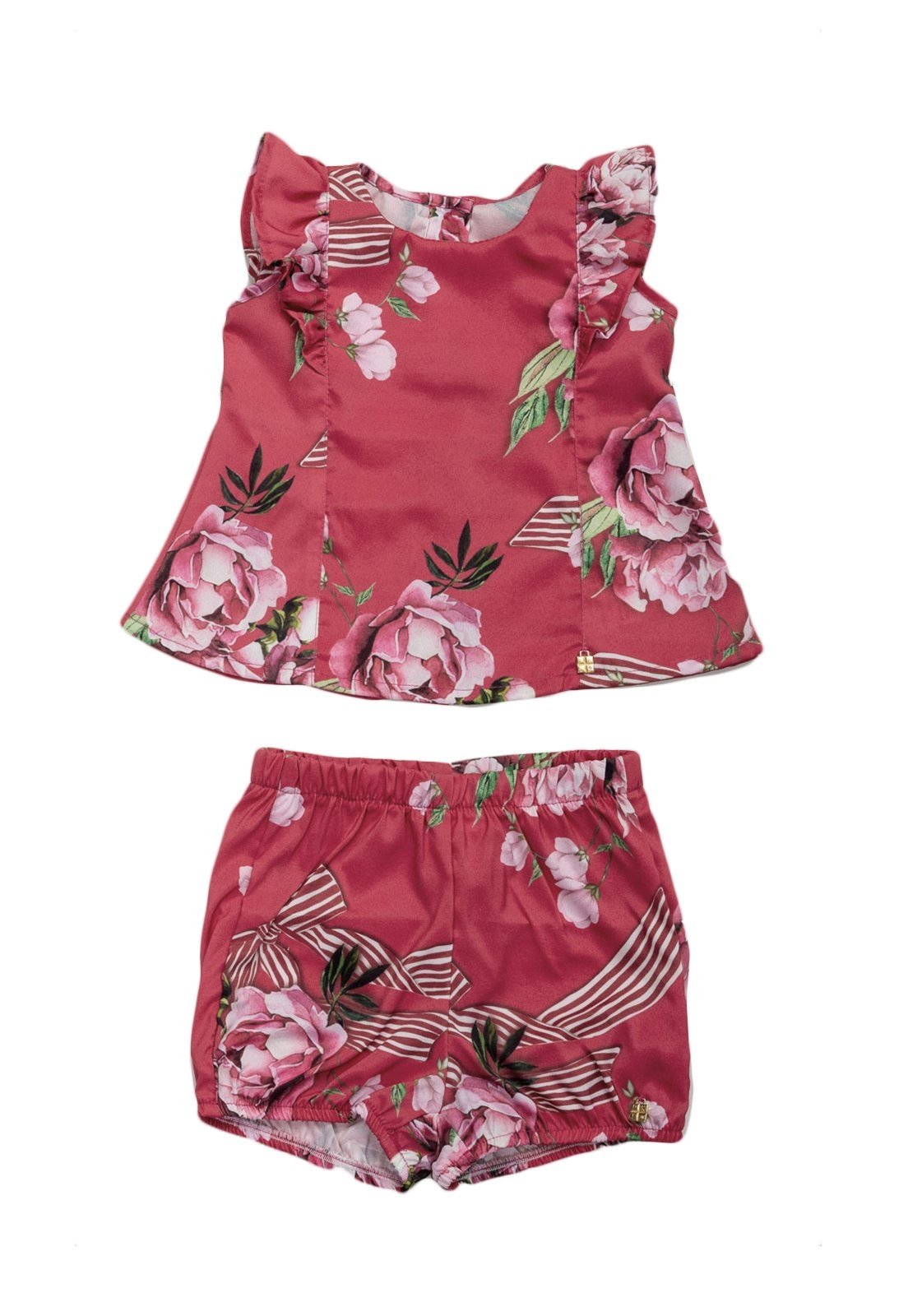 Vista 3 Infantil - Conjunto Estampado Flores Ok&Pakita GG Ok & Friends vermelho Ok & Friends vermelho
