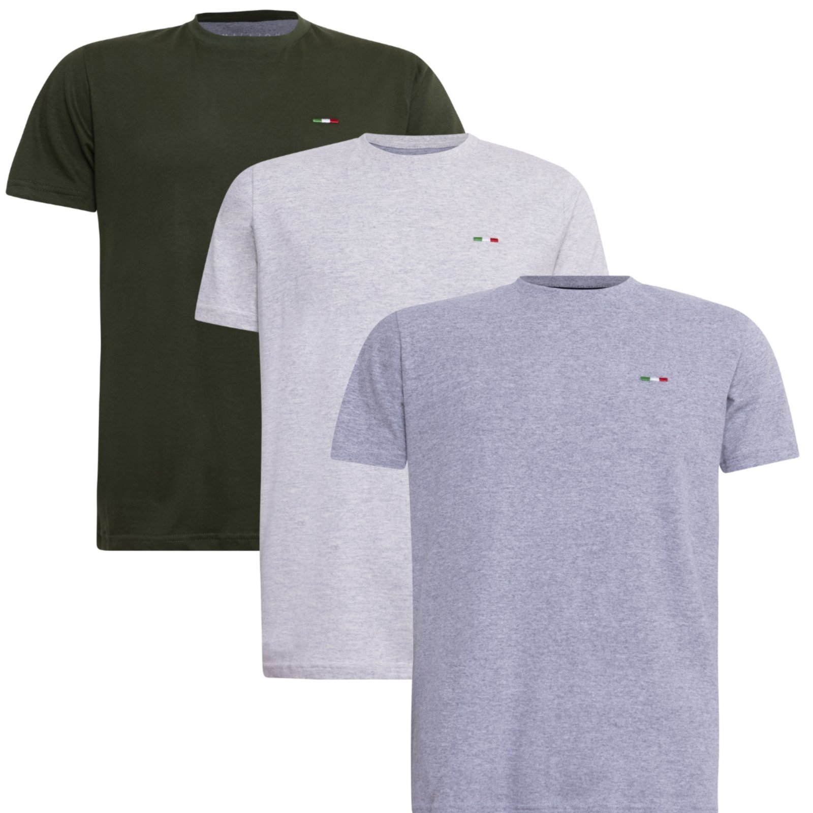 Kit 3 Camisetas Básicas com Bordado Algodão Itália Masculina