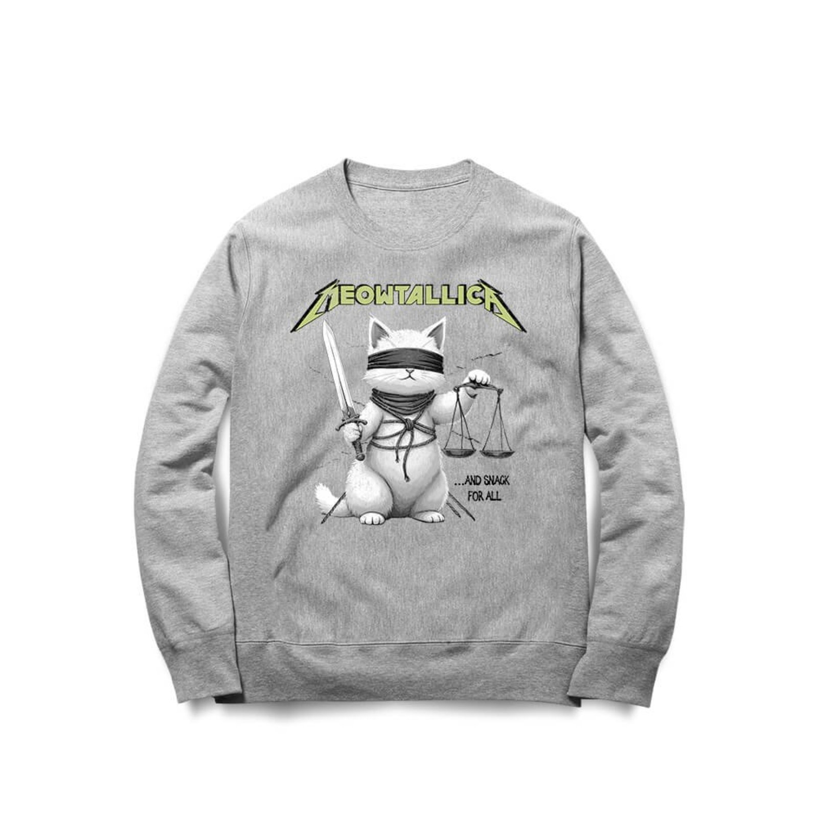 Moletom Meowtallica - Mescla Cinza - Casual - Studio Geek